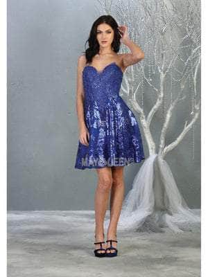 Image of May Queen - MQ1691 Sequin Embellished Strapless Cocktail Dress