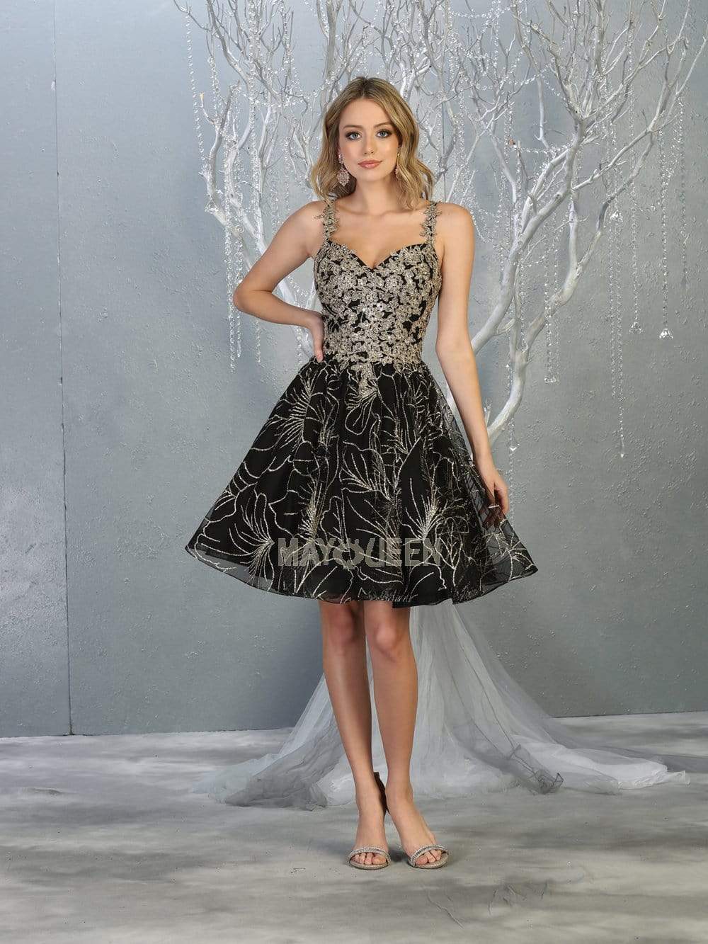 Image of May Queen - MQ1753 Appliqued Sweetheart Cocktail Dress