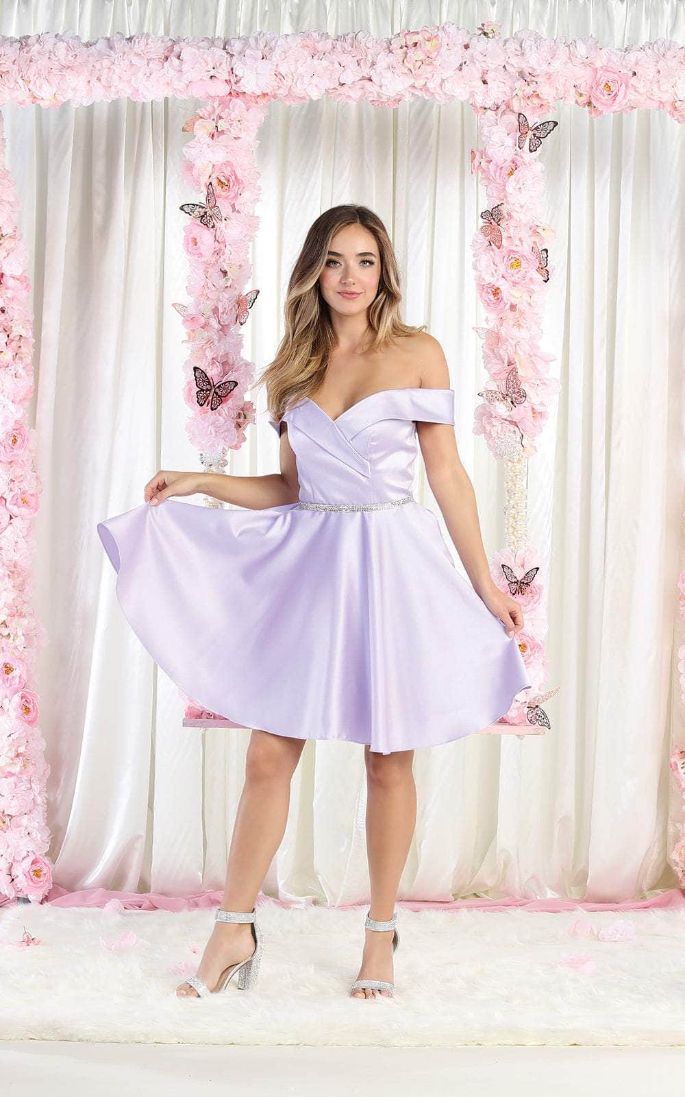 Image of May Queen - MQ1815 Satin A-Line Cocktail Dress