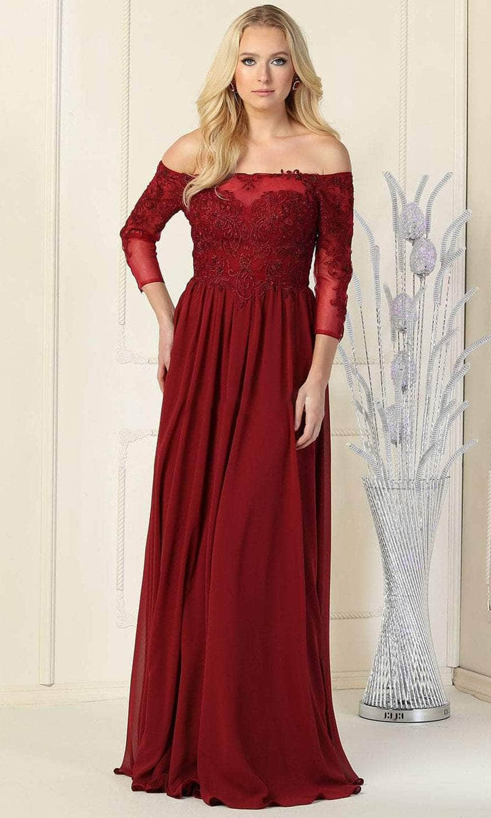 Image of May Queen MQ1853 - Laced Off-Shoulder Dress