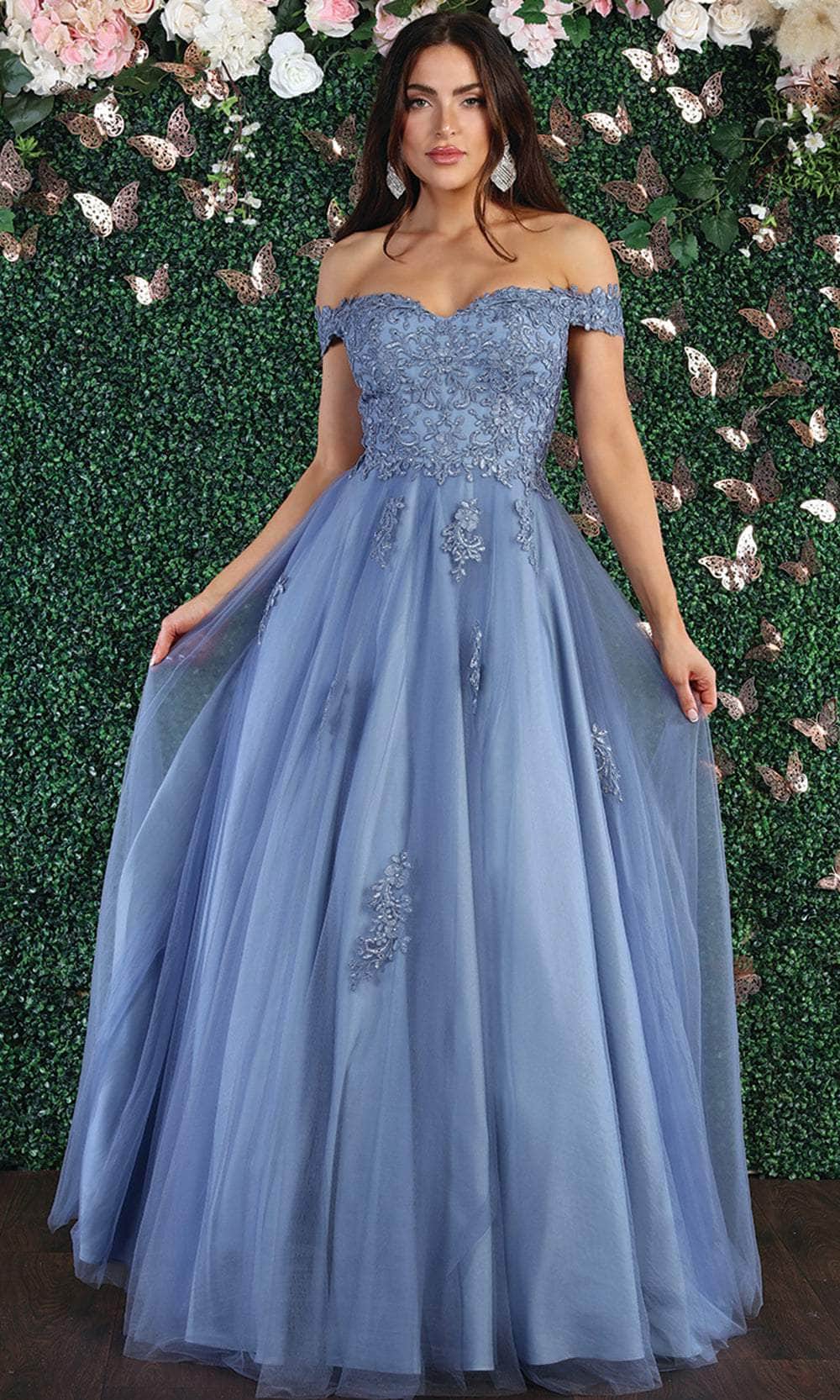 Image of May Queen MQ1866 - Floral Embellishments Off Shoulder Ball gown