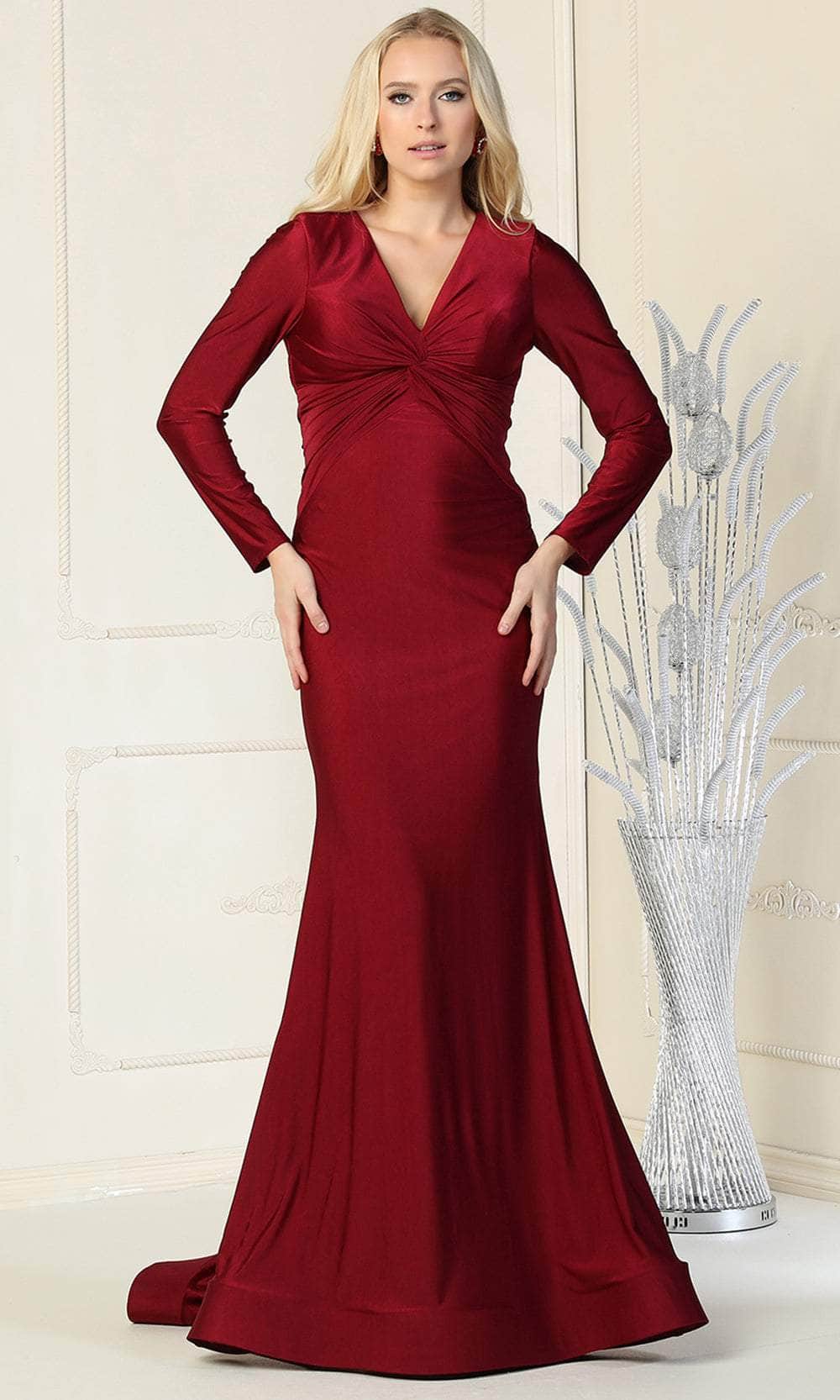 Image of May Queen MQ1873 - V-Neck Knotted Formal Dress