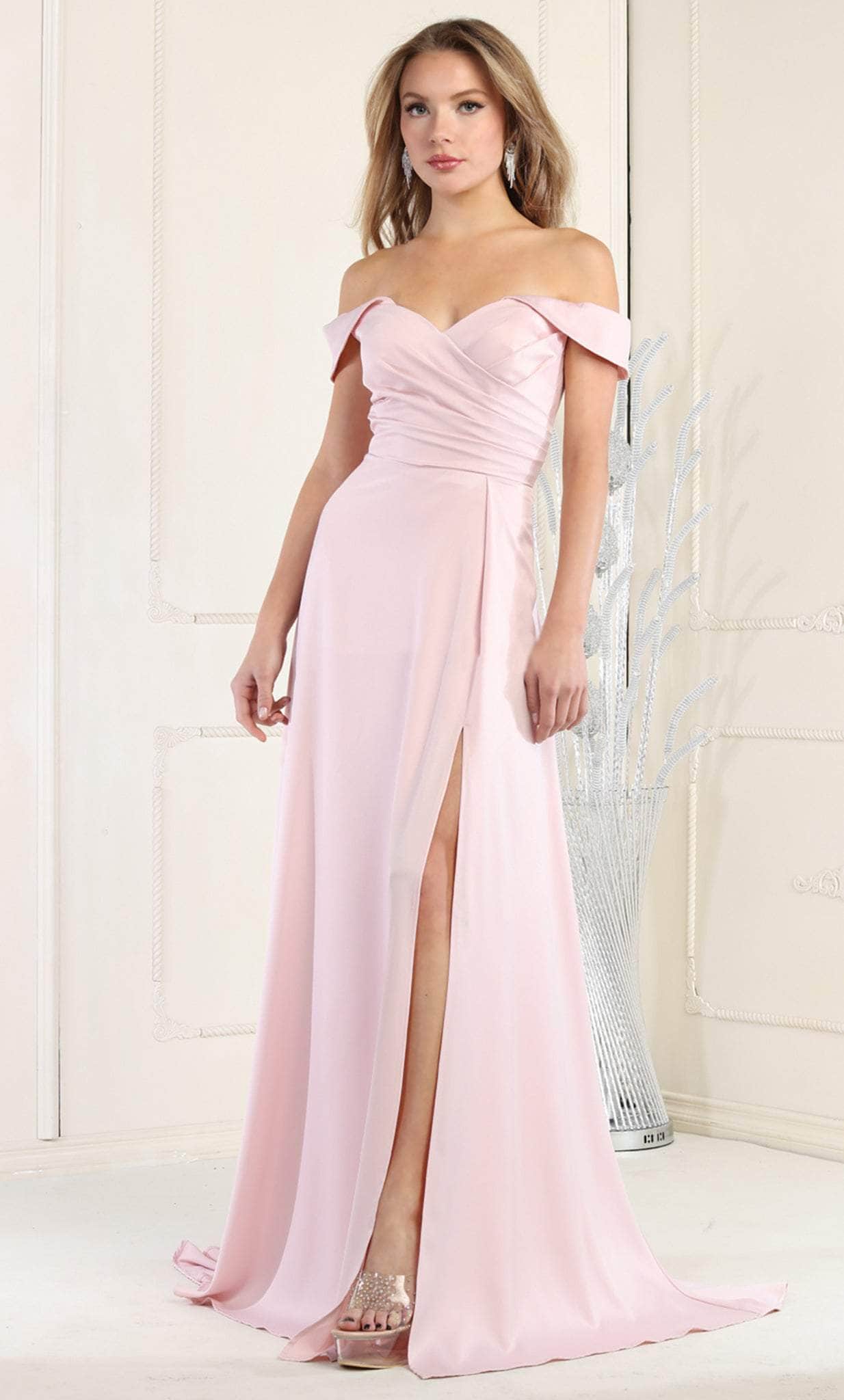 Image of May Queen MQ1960 - Draped Off Shoulder Prom Dress
