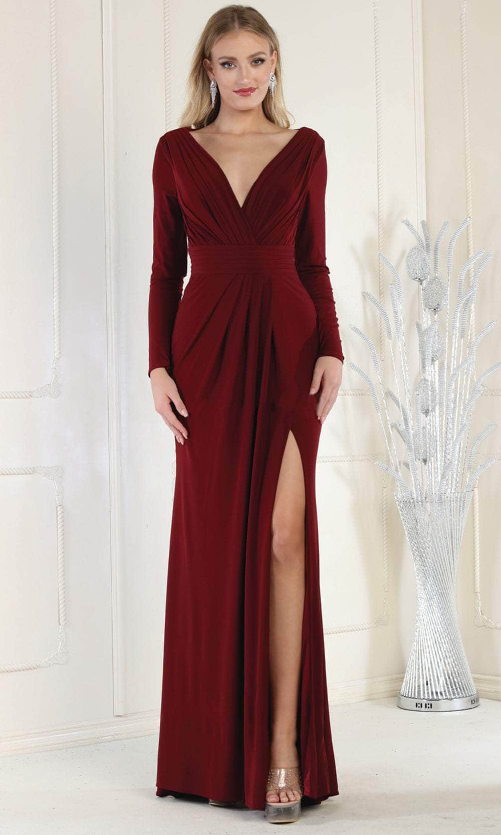 Image of May Queen MQ1999 - Plunging Formal Evening Gown