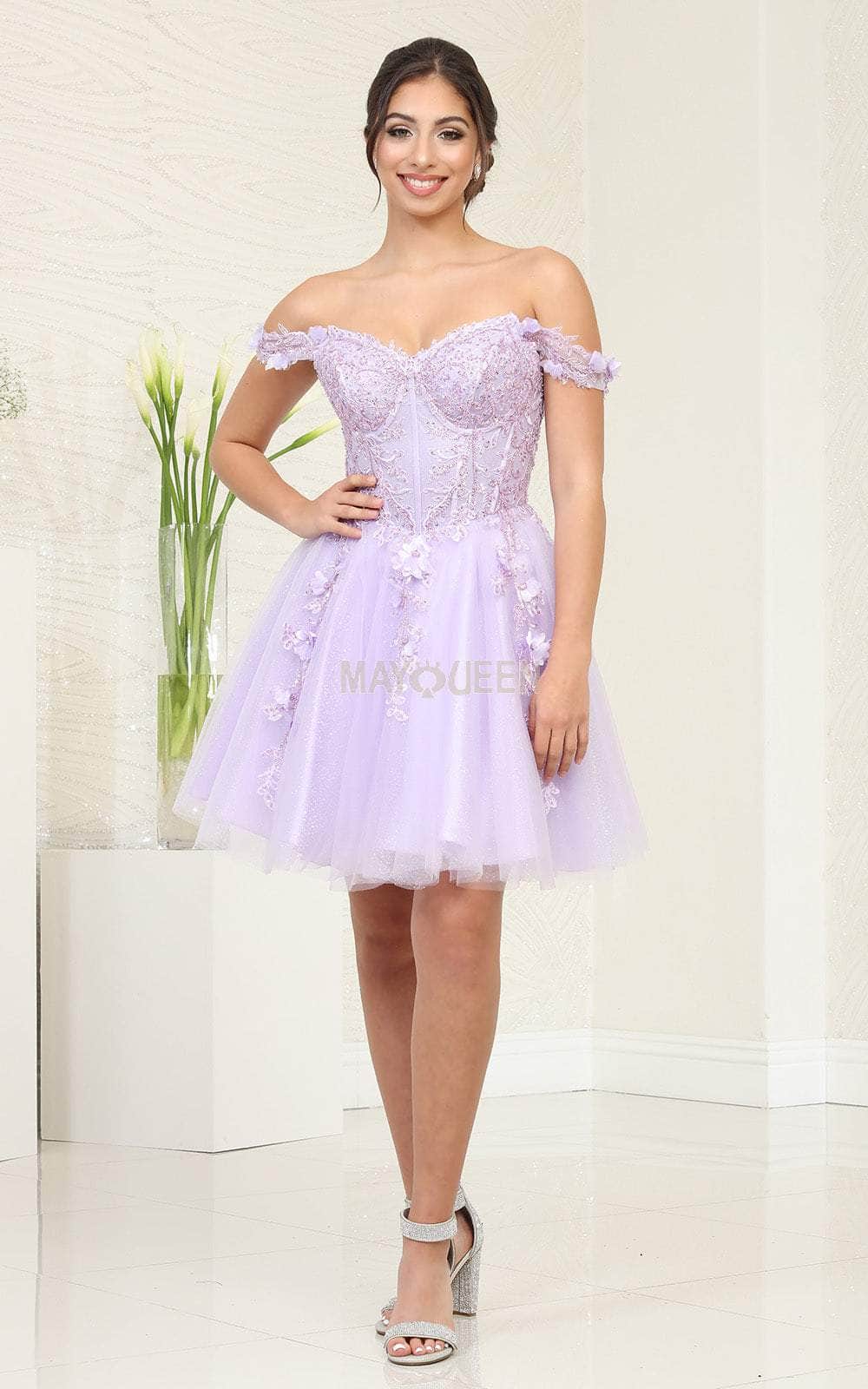 Image of May Queen MQ2081 - Off Shoulder Homecoming Dress