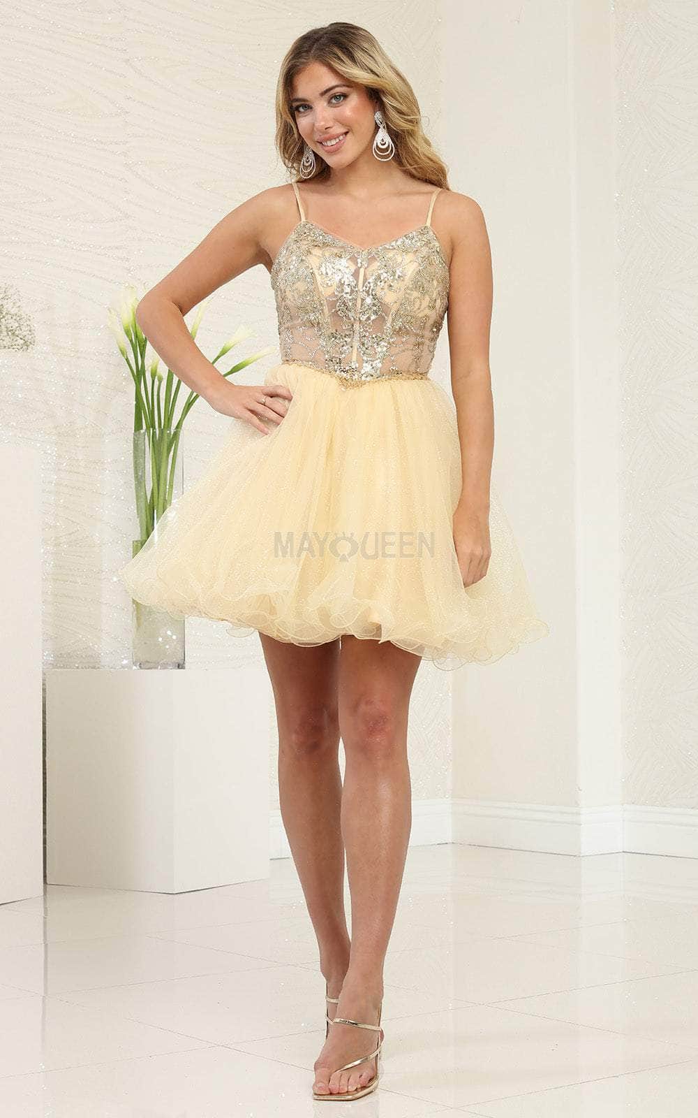 Image of May Queen MQ2082 - Glitter Corset Homecoming Dress