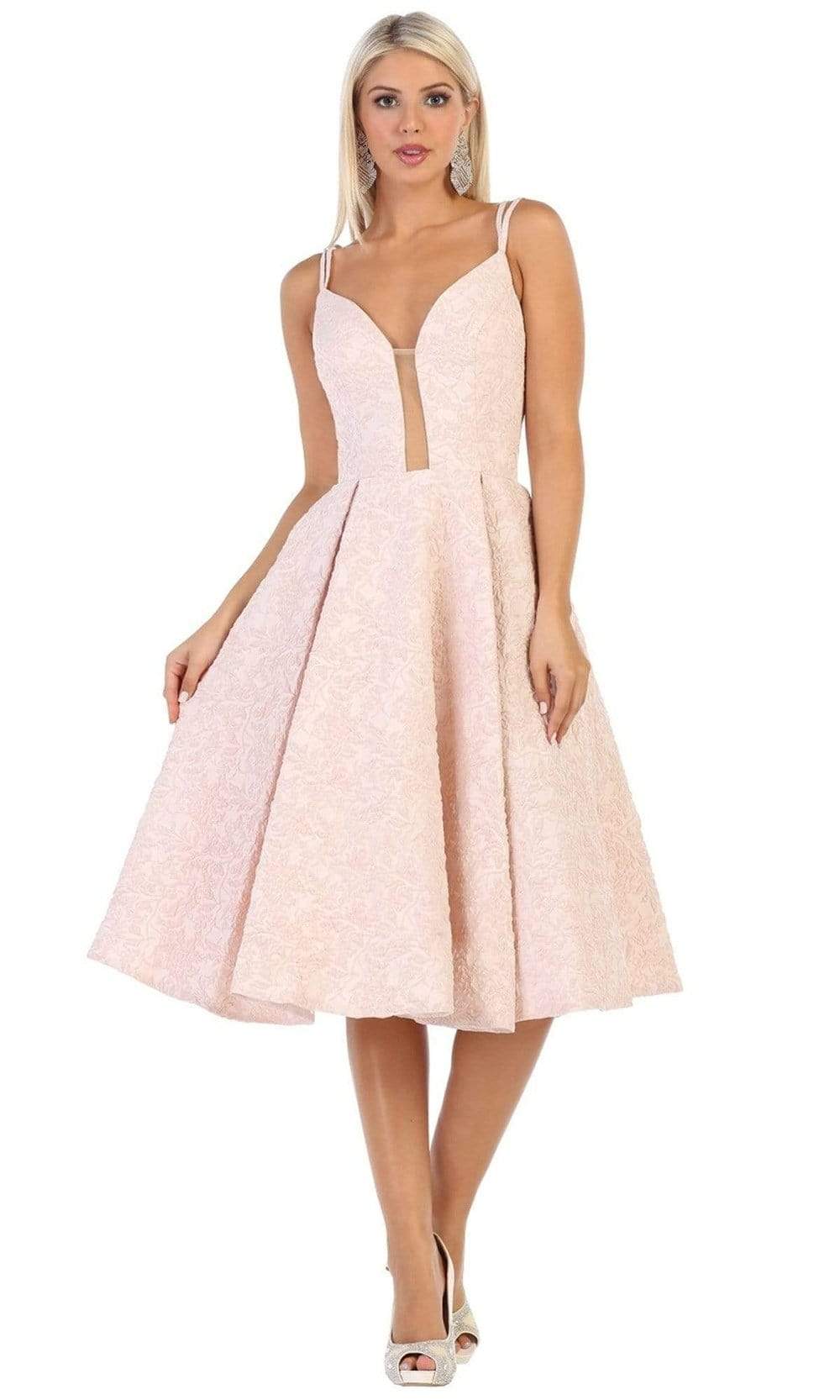 Image of May Queen - RQ7699 Plunging Sweetheart A-Line Cocktail Dress