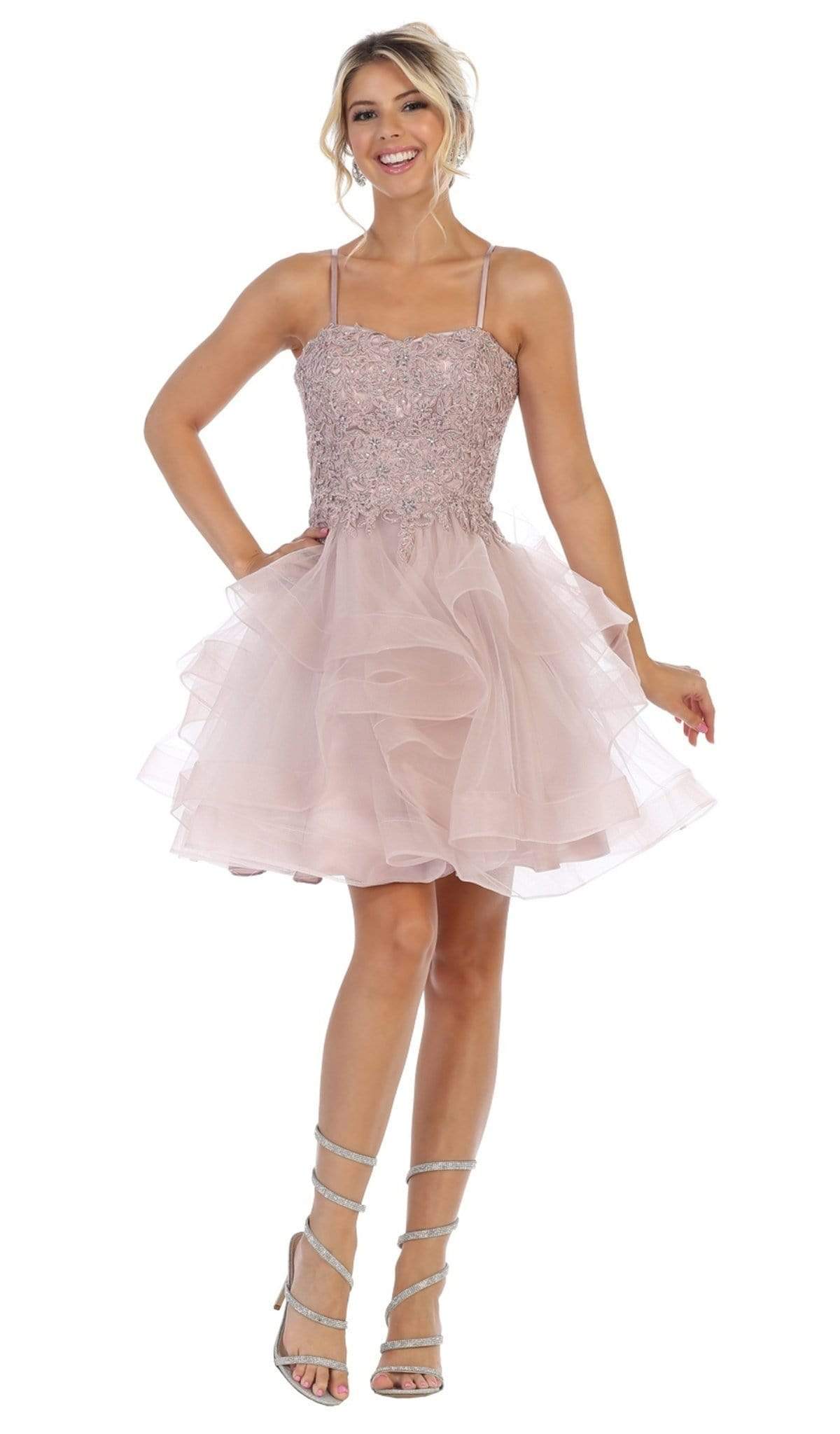Image of May Queen - RQ7720 Appliqued Sweetheart Bodice A-Line Dress
