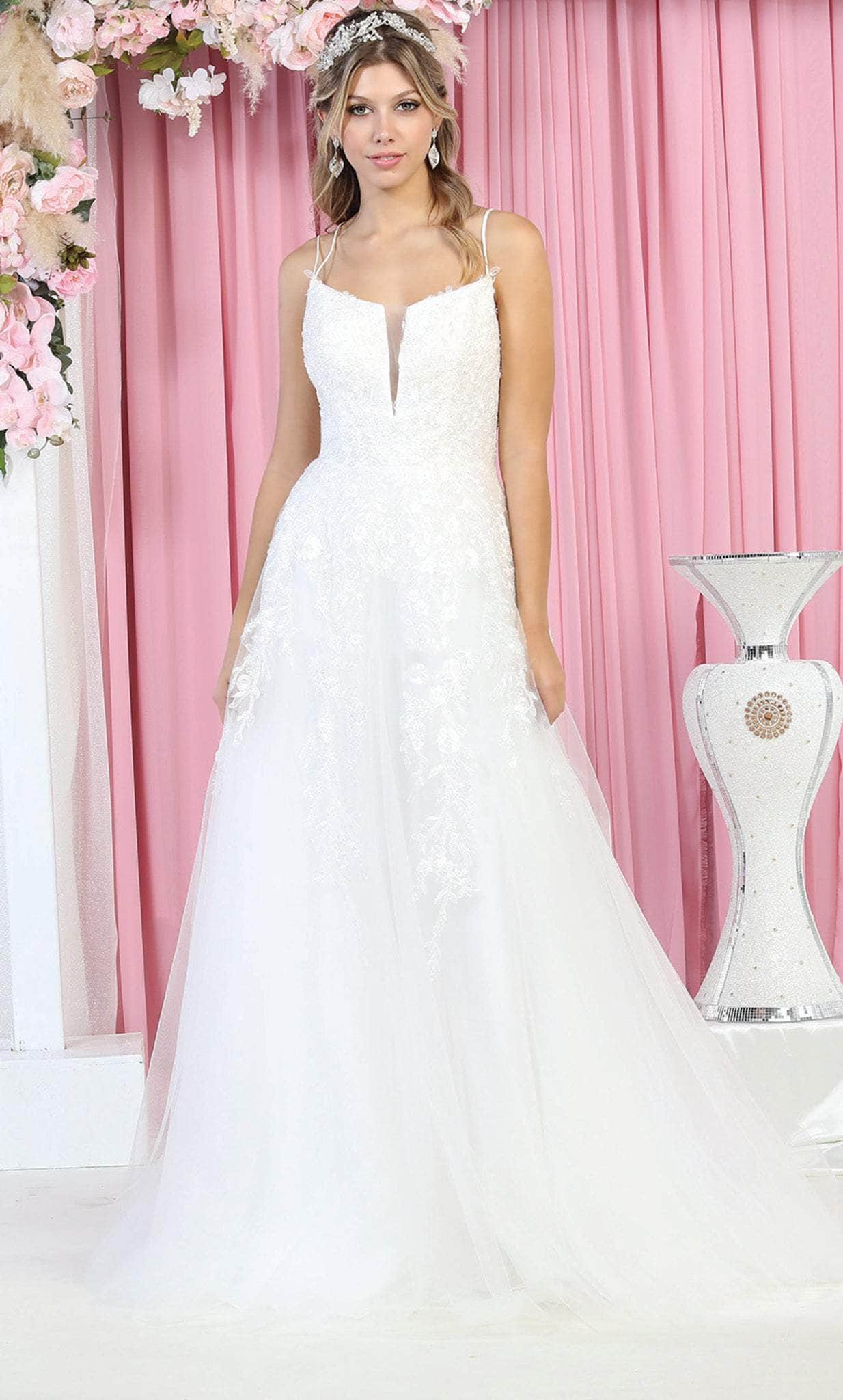 Image of May Queen RQ7917 - Dual Strap A-Line Wedding Gown