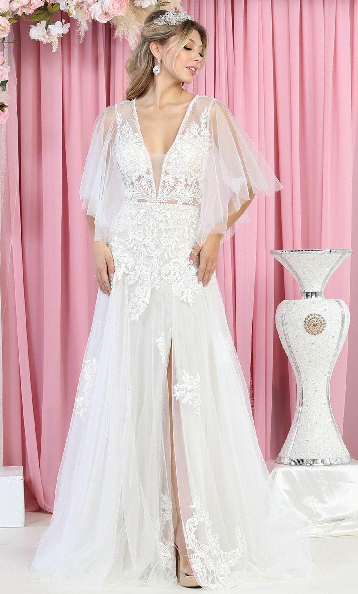 Image of May Queen RQ7922 - Sheer Embroidered Bridal Gown