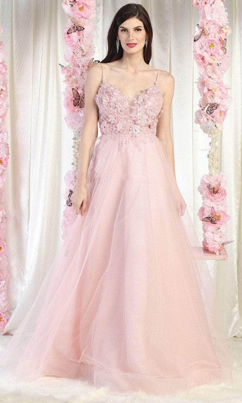 Image of May Queen RQ8024 - Spaghetti Strap A-Line Prom Gown