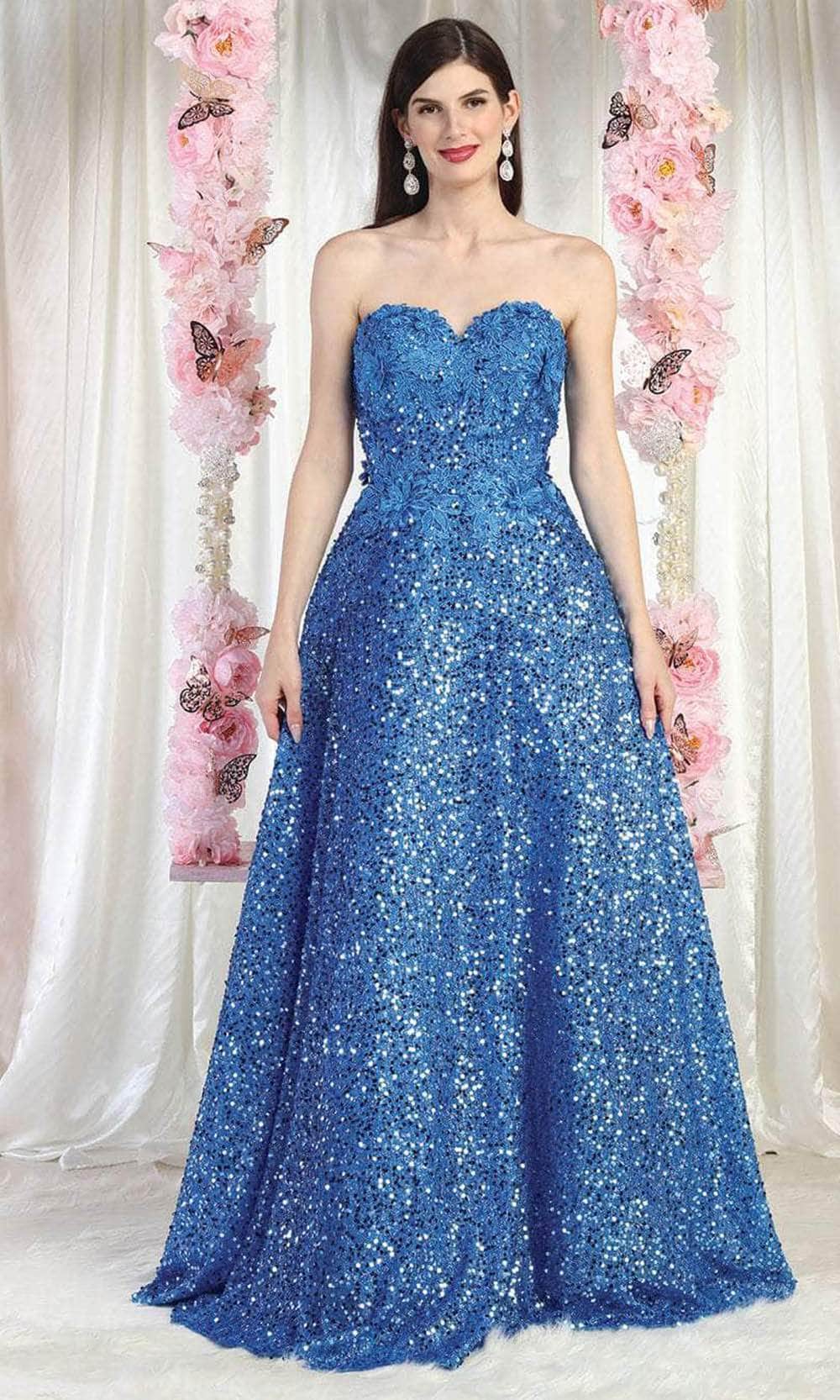 Image of May Queen RQ8025 - Sweetheart Sequin Appliqued Prom Gown
