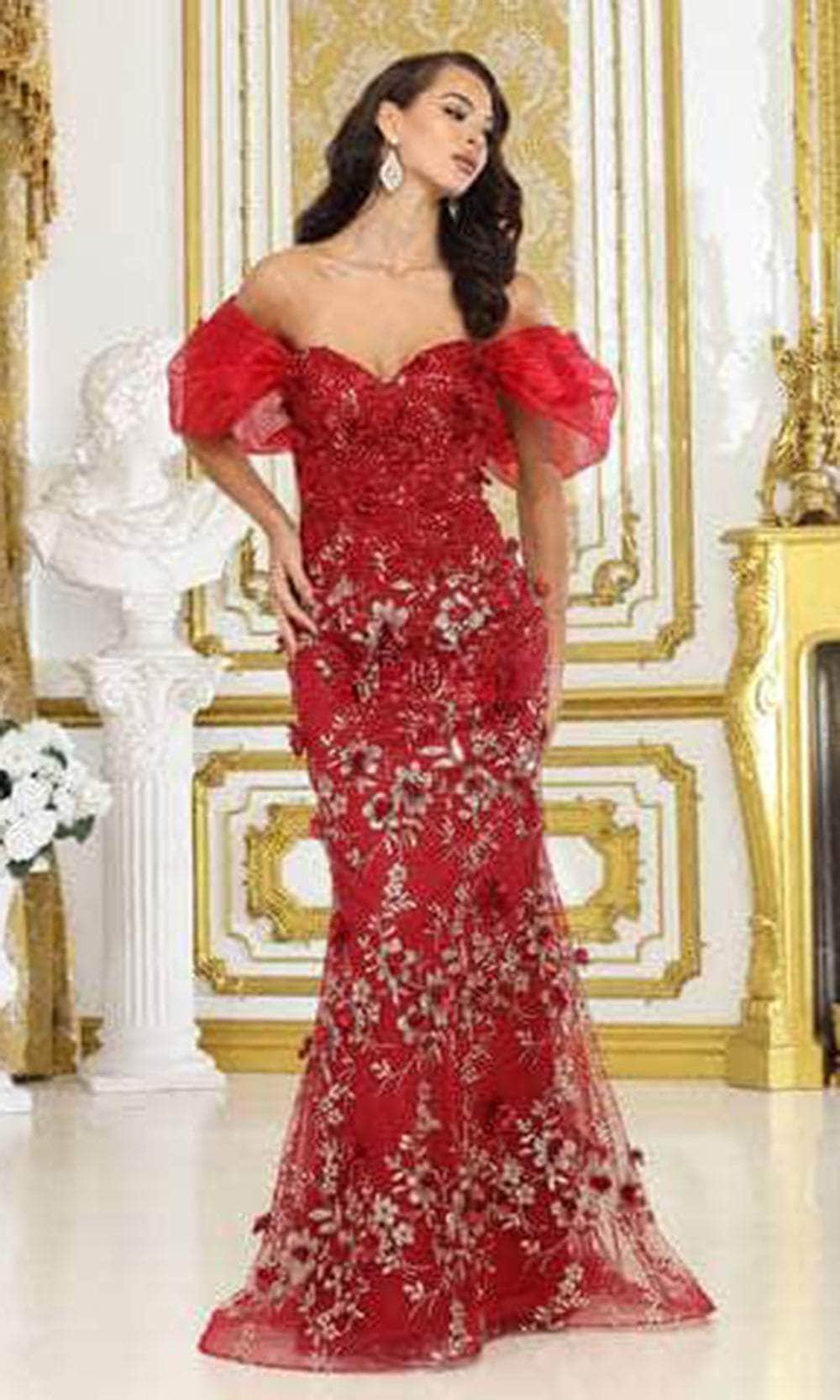 Image of May Queen RQ8037 - Floral Applique Prom Gown