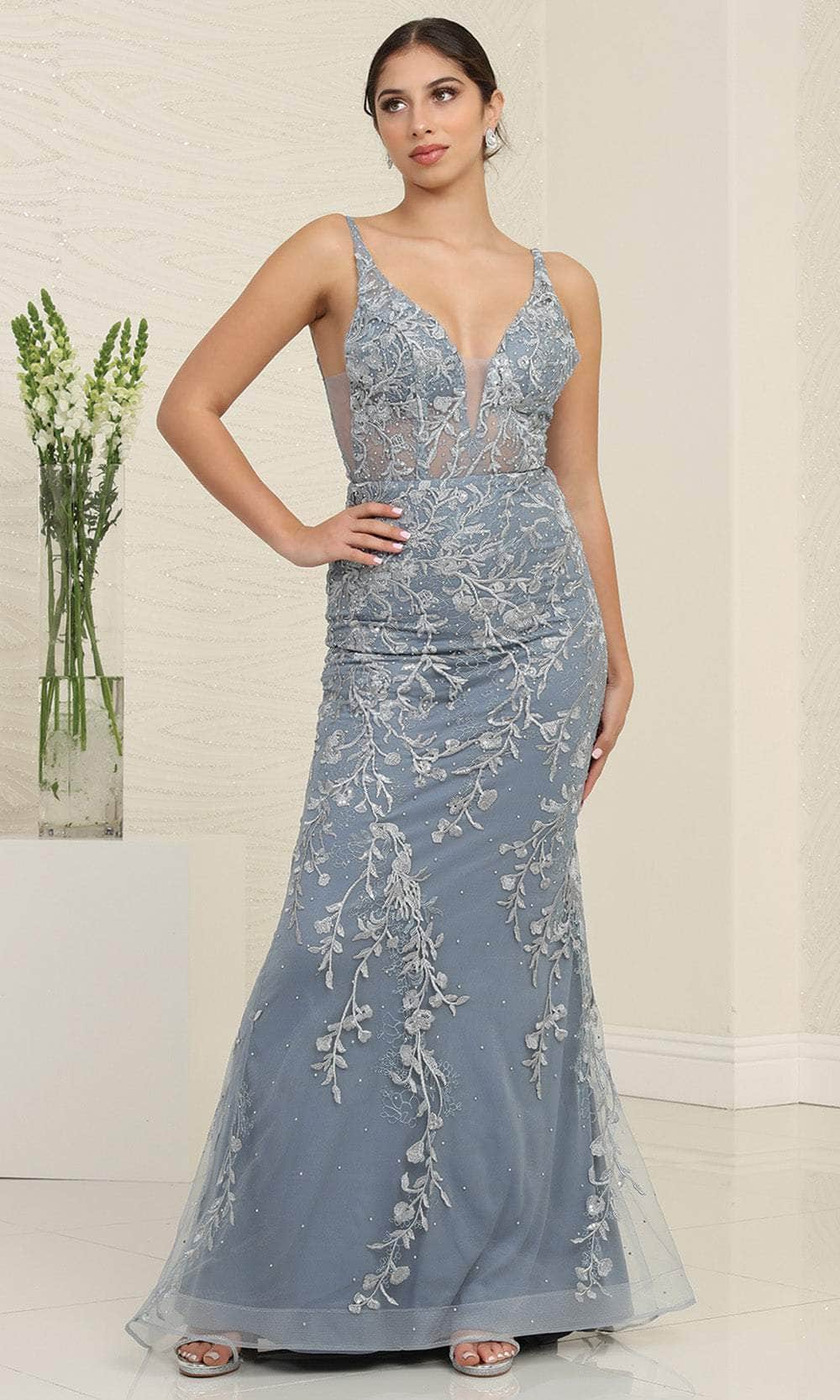 Image of May Queen RQ8047 - Scoop Back Embroidered Prom Gown