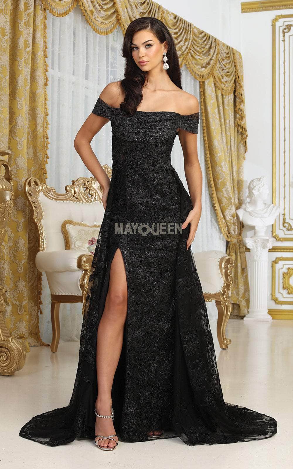 Image of May Queen RQ8053 - Ruched Off Shoulder Evening Gown