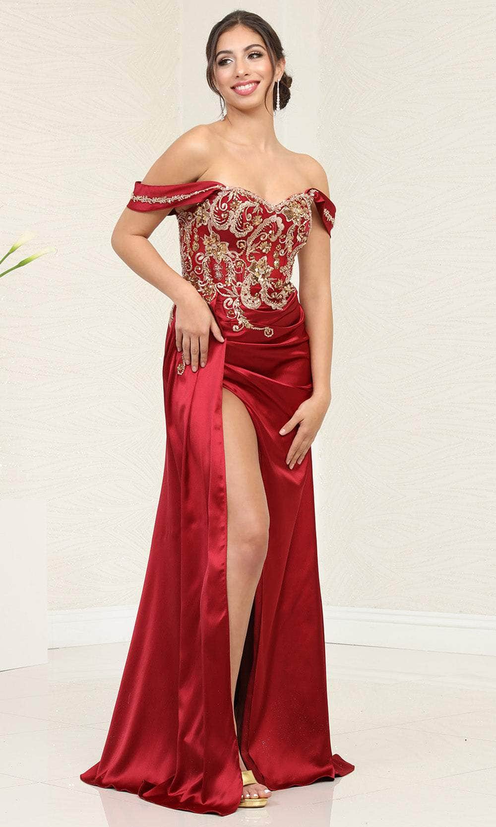 Image of May Queen RQ8055 - Sweetheart High Slit Prom Gown