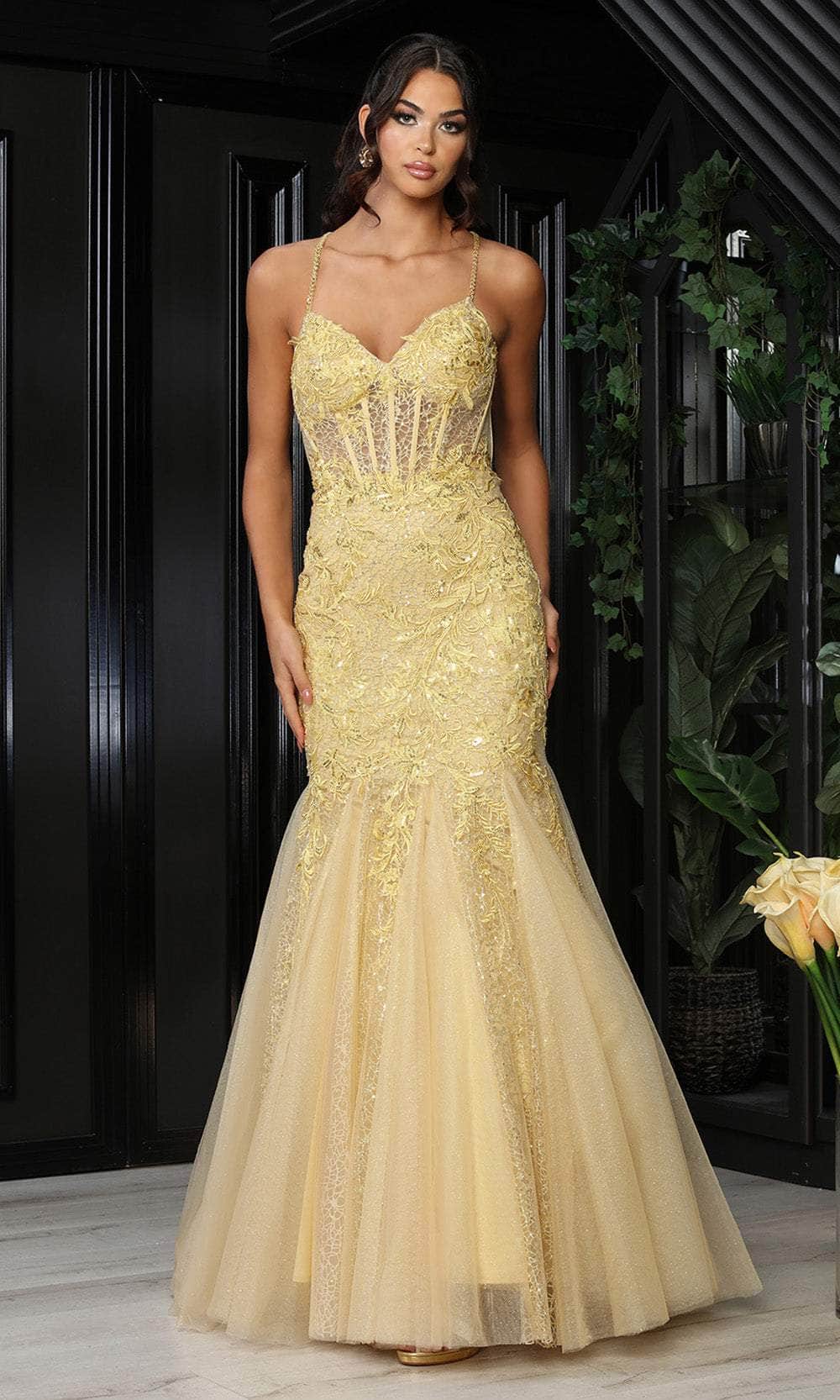 Image of May Queen RQ8059 - Criss-Cross Back Mermaid Prom Gown