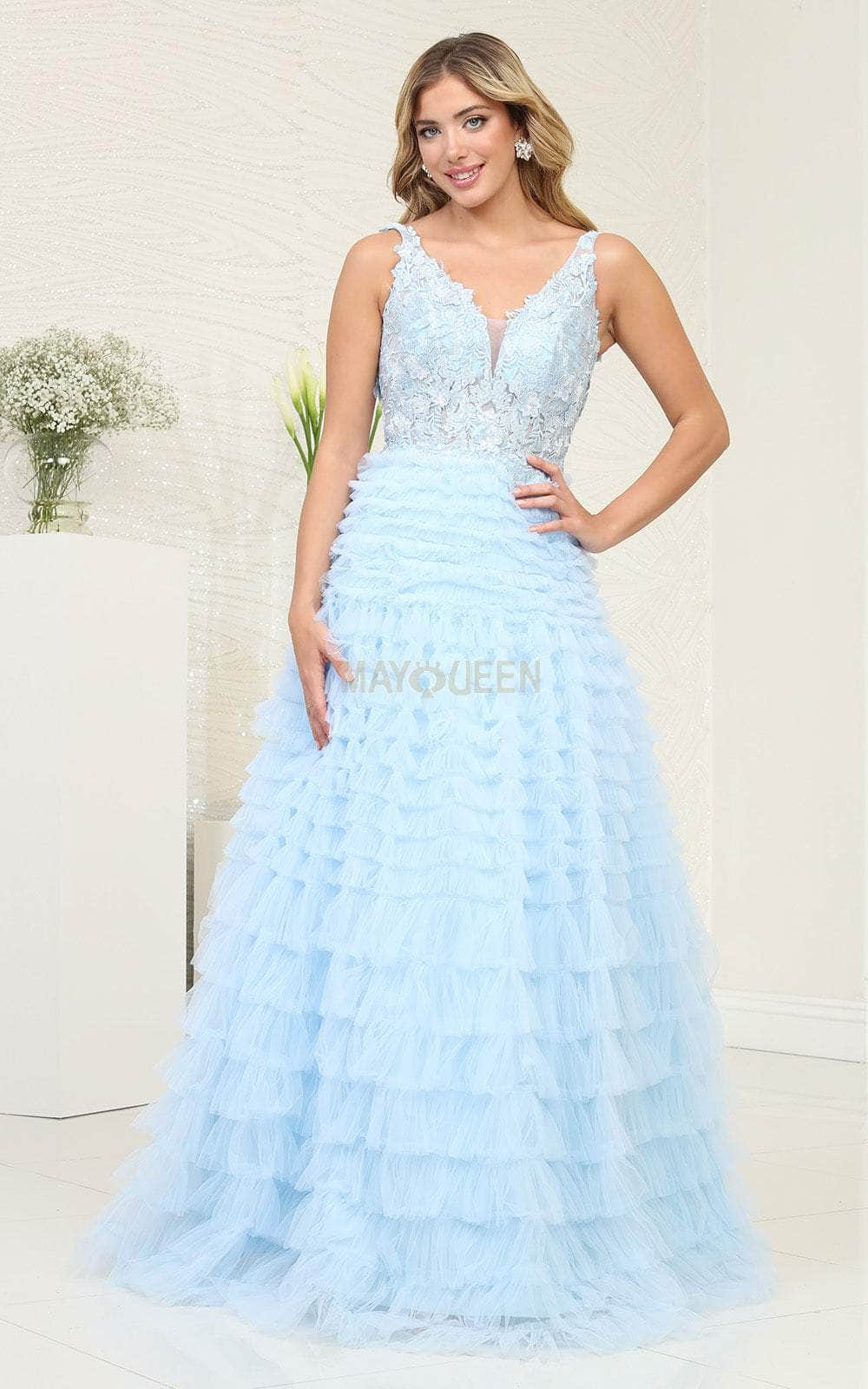 Image of May Queen RQ8123 - Tiered A-Line Prom Dress