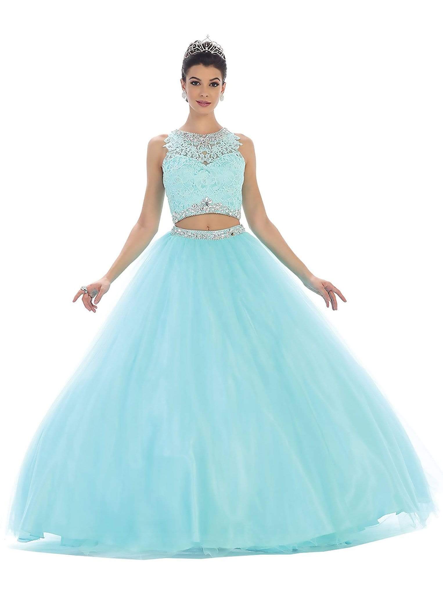 Image of May Queen - Two Piece Beaded Jewel Quinceanera Ballgown