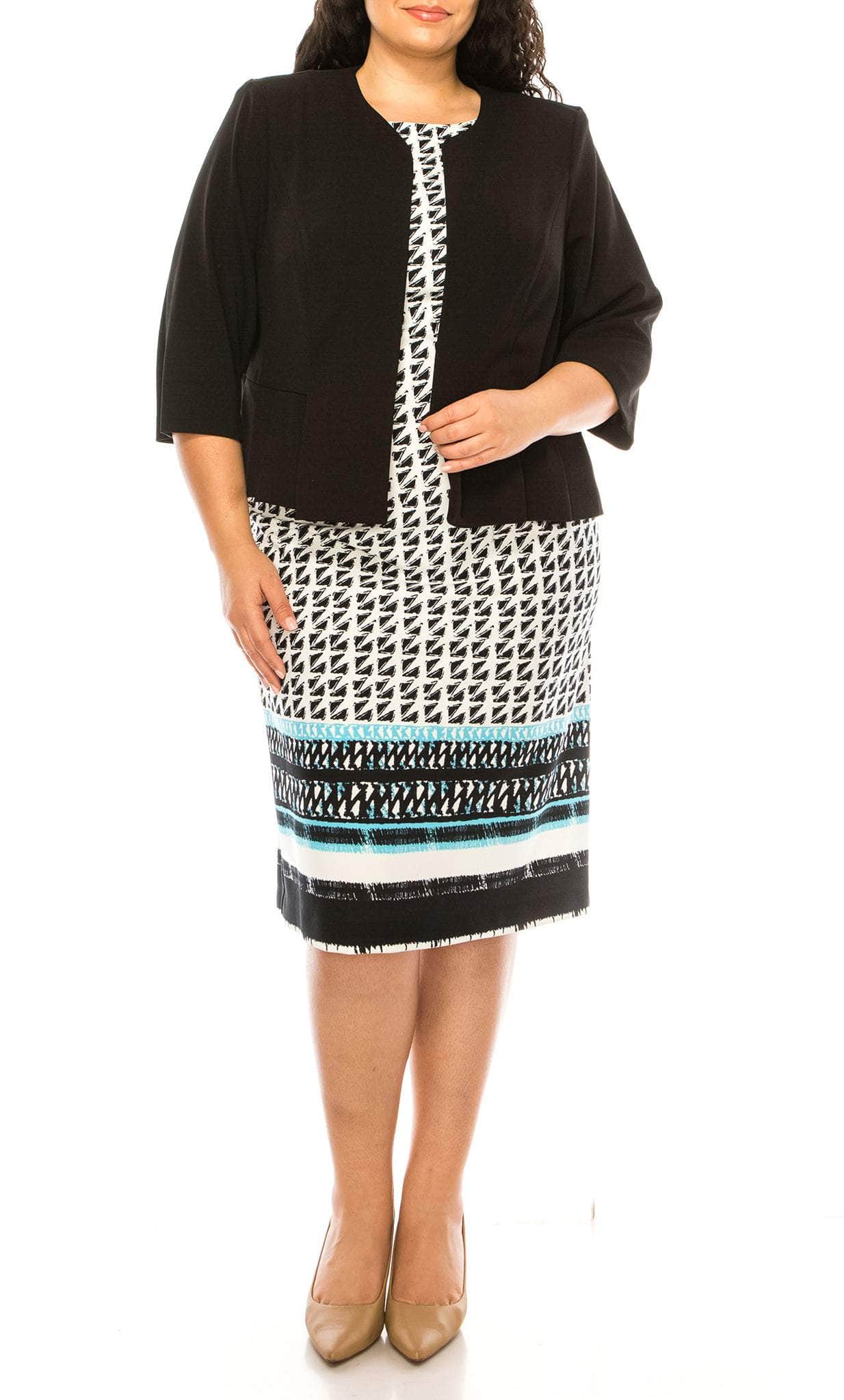 Image of Maya Brooke 29479X - Jacket Tribal Print Sheath Dress