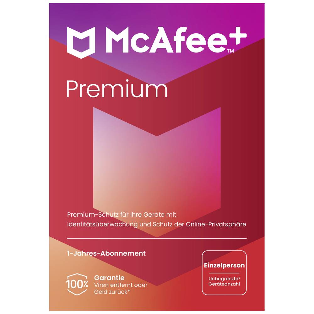 Image of McAfee Premium - Individual 1-year 1 licence Windows Mac OS Android iOS Antivirus