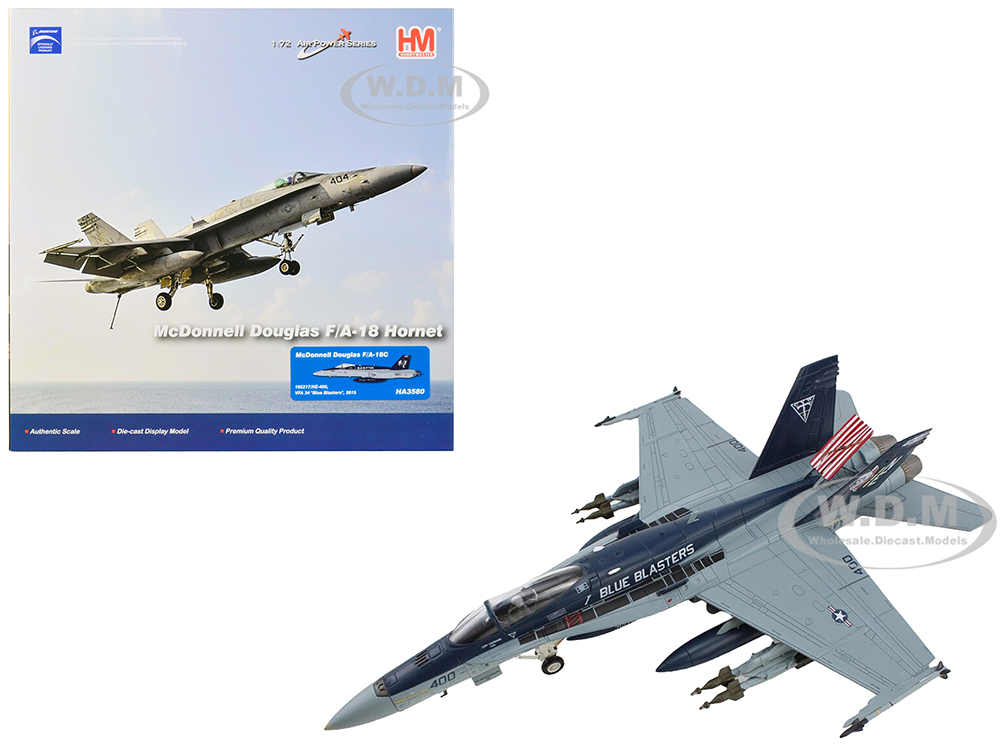 Image of McDonnell Douglas F/A-18C Hornet Aircraft "NE400 VFA-34 Blue Blasters" (2015) United States Navy "Air Power Series" 1/72 Diecast Model by Hobby Maste