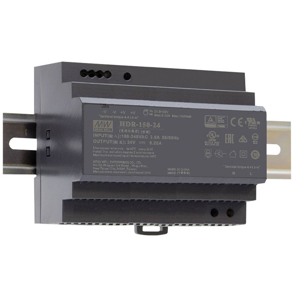 Image of Mean Well HDR-150-15 Rail mounted PSU (DIN) 15 V DC 1425 W No of outputs:1 x Content 1 pc(s)