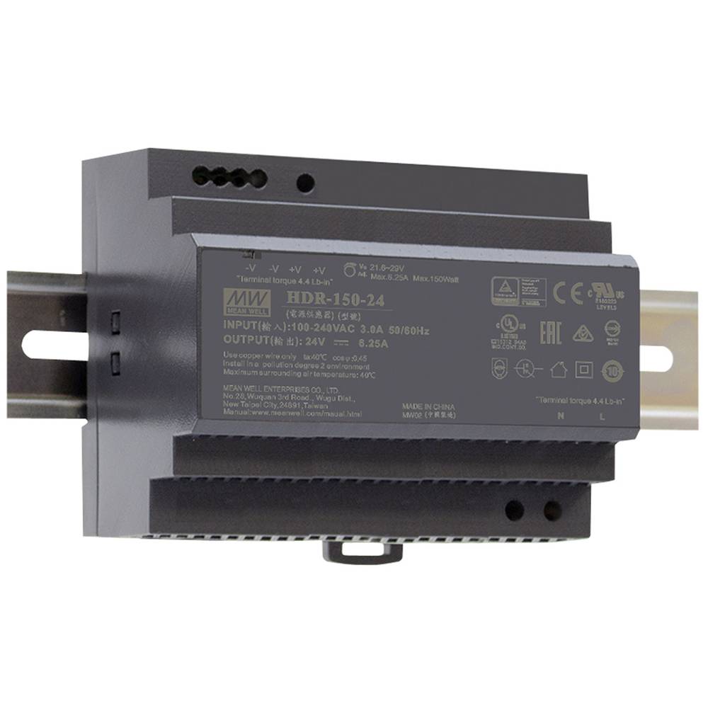 Image of Mean Well HDR-150-48 Rail mounted PSU (DIN) 48 V DC 1536 W No of outputs:1 x Content 1 pc(s)