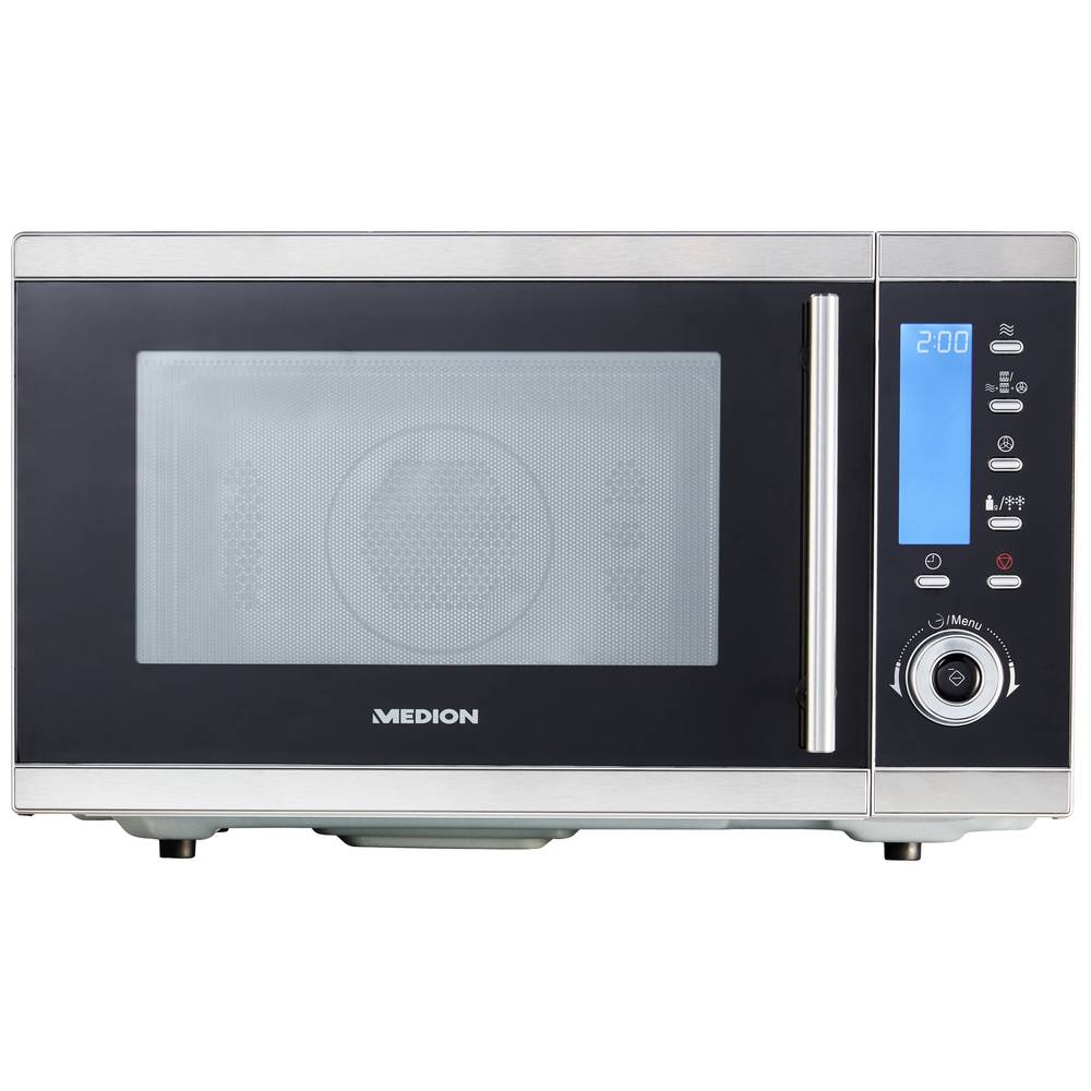 Image of Medion MD 15501 Microwave Stainless steel Black 900 W Timer fuction Non-stick coating Grill function with display