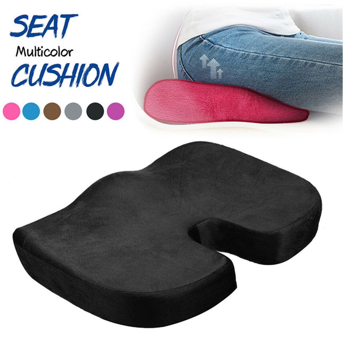 Image of Memory Foam Seat Cushion Travel U-Shaped Orthopedic Coccyx Protection Chair Pad Massage Hip Cushion Pillow