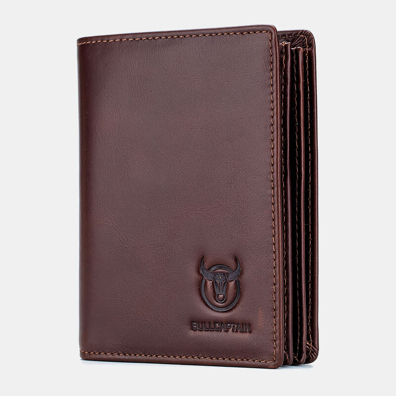 Image of Men Genuine Leather Bifold Multi-card Slot Card Holder Coin Purse Money Clip Wallet