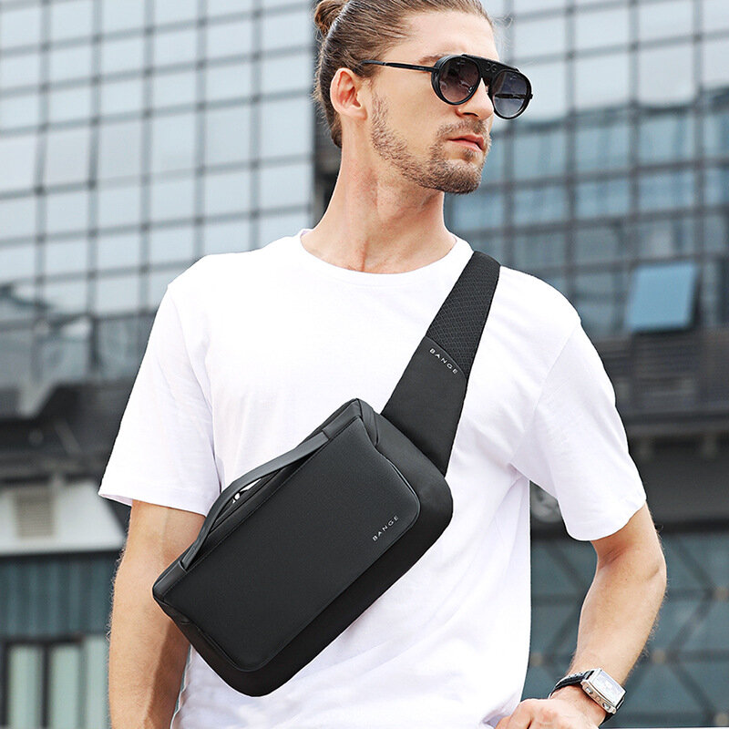 Image of Men Multi-carry Sport Casual Business Solid Color Shoulder Bag Chest Bag