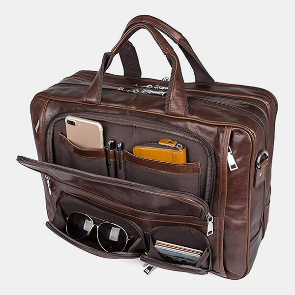 Image of Men Multifunction Multi-pocket Waterproof 156 Inch Laptop Bag Briefcase Business Handbag Crossbody Bag Teacher Bag