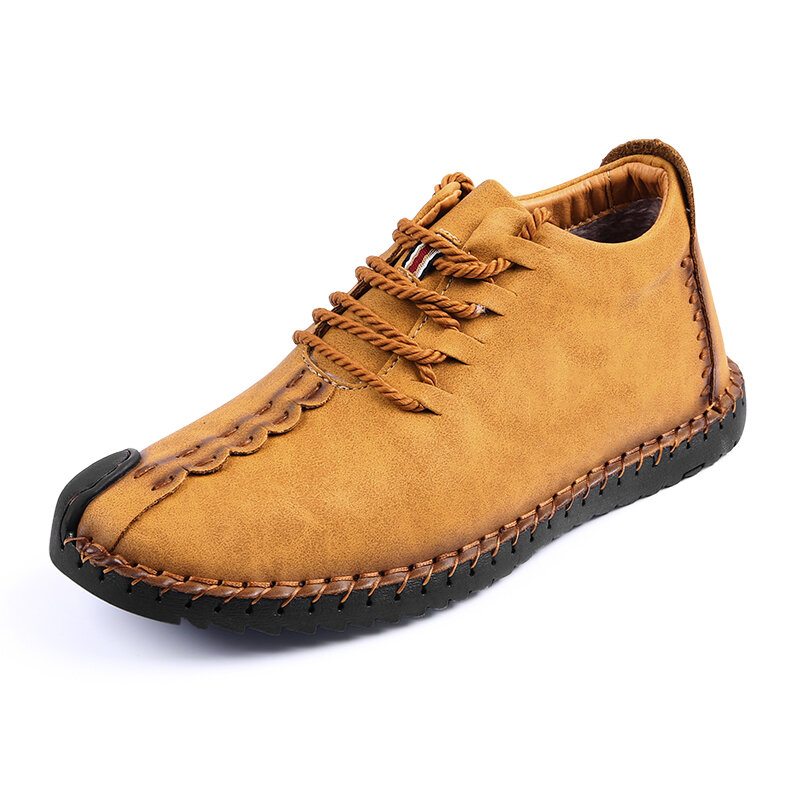 Image of Menico Big Size Men Comfortable Leather Hand Stitching Ankle Boots