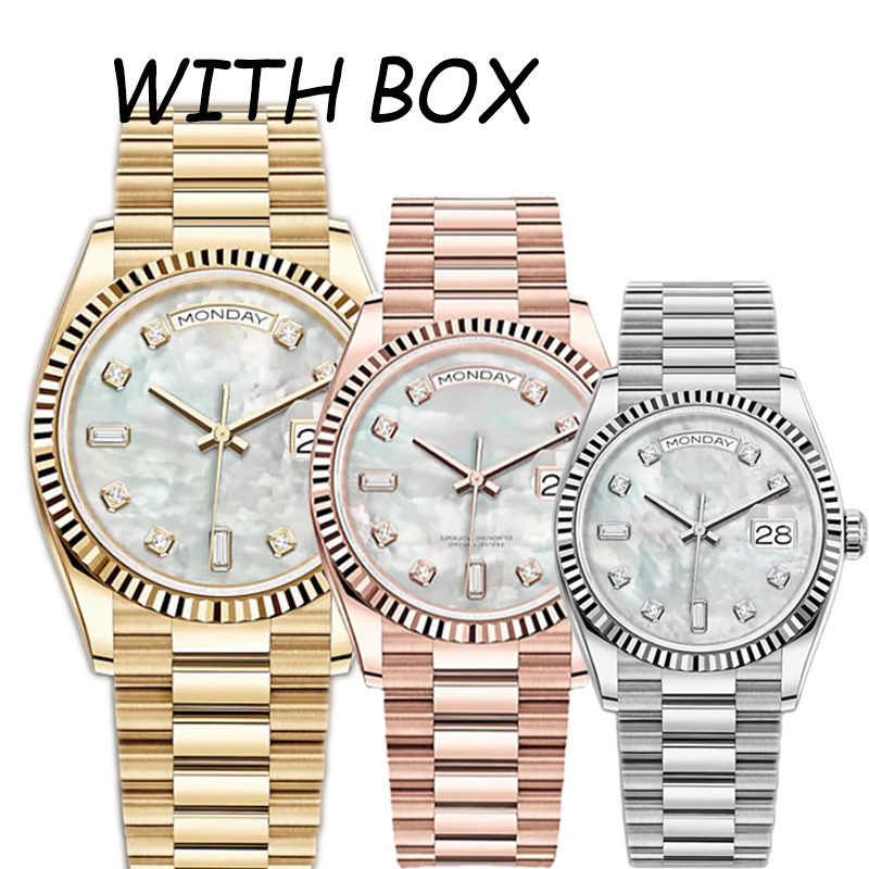 Image of Mens Automatic Mechanics Watches 40MM Big Date gold/silver/rose pearl face Watch Men Sapphire Glass Stainless Steel luminous waterproof Wristwatches