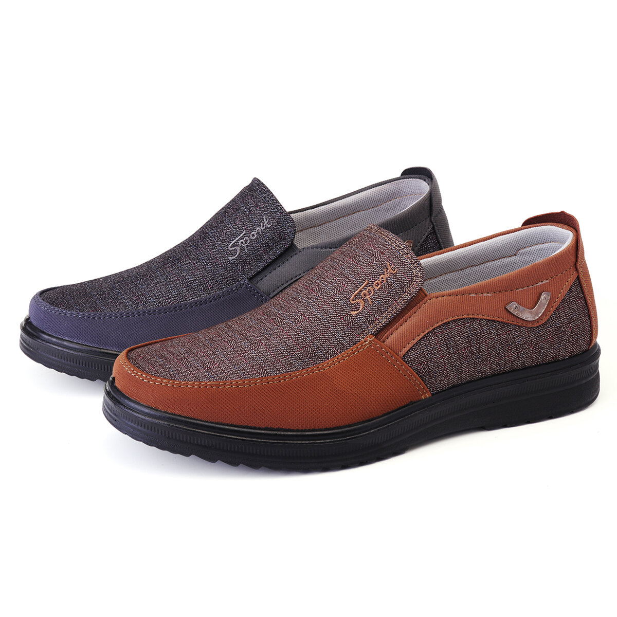 Image of Men's Casual Shoes Leather Round Toe Shoes Non-slip Breathable Outdoor Hiking Flat Shoes