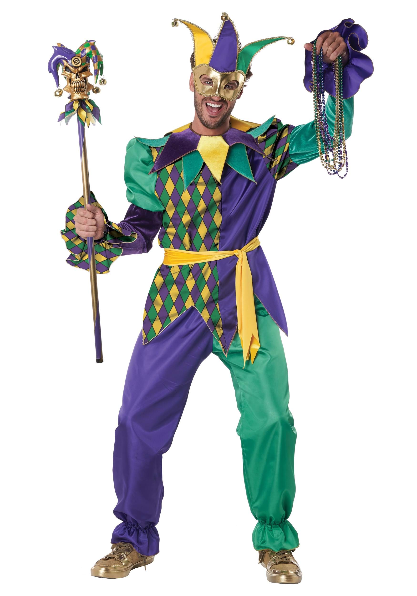 Image of Men's Deluxe Mardi Gras Jester Costume ID CA5122-006-S