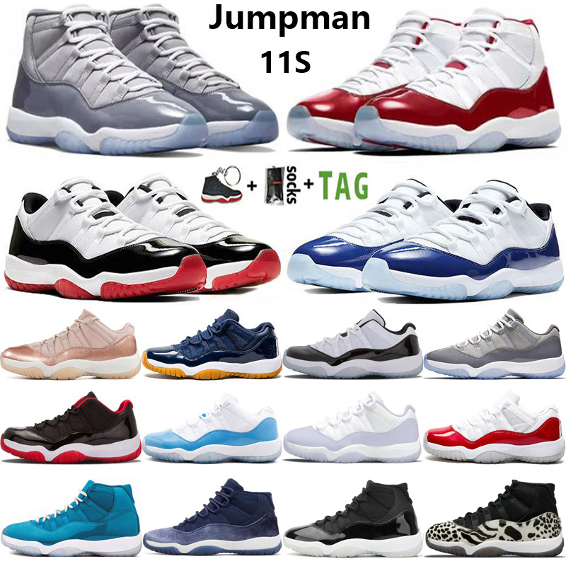 Image of Mens Jumpman 11 High 11s Men Basketball Shoes Cherry Dolphins Midnight Navy Cool Grey Pure Violet Low OG University Blue Rose Gold Georgetow