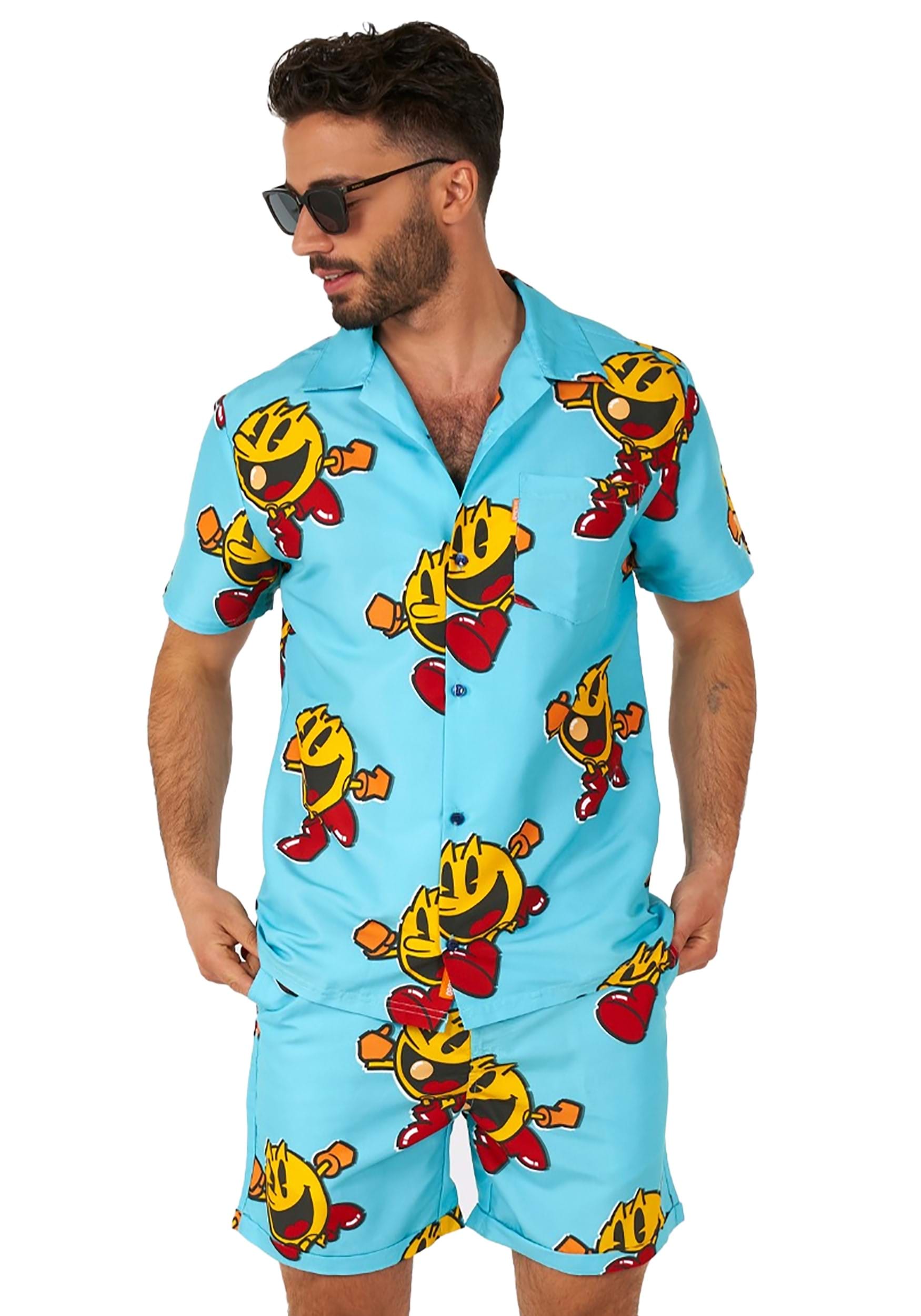 Image of Men's Pac-Man Waka Waka Swimsuit and Shirt ID OSSCOM1006-L