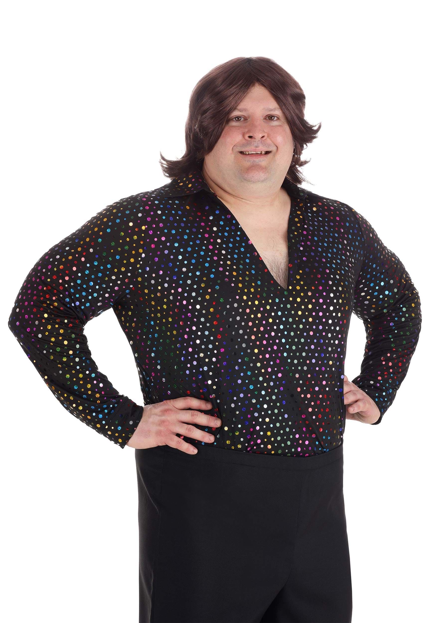 Image of Men's Plus Size Dazzling Disco Shirt | Adult Disco Costumes ID FUN4377PL-4X