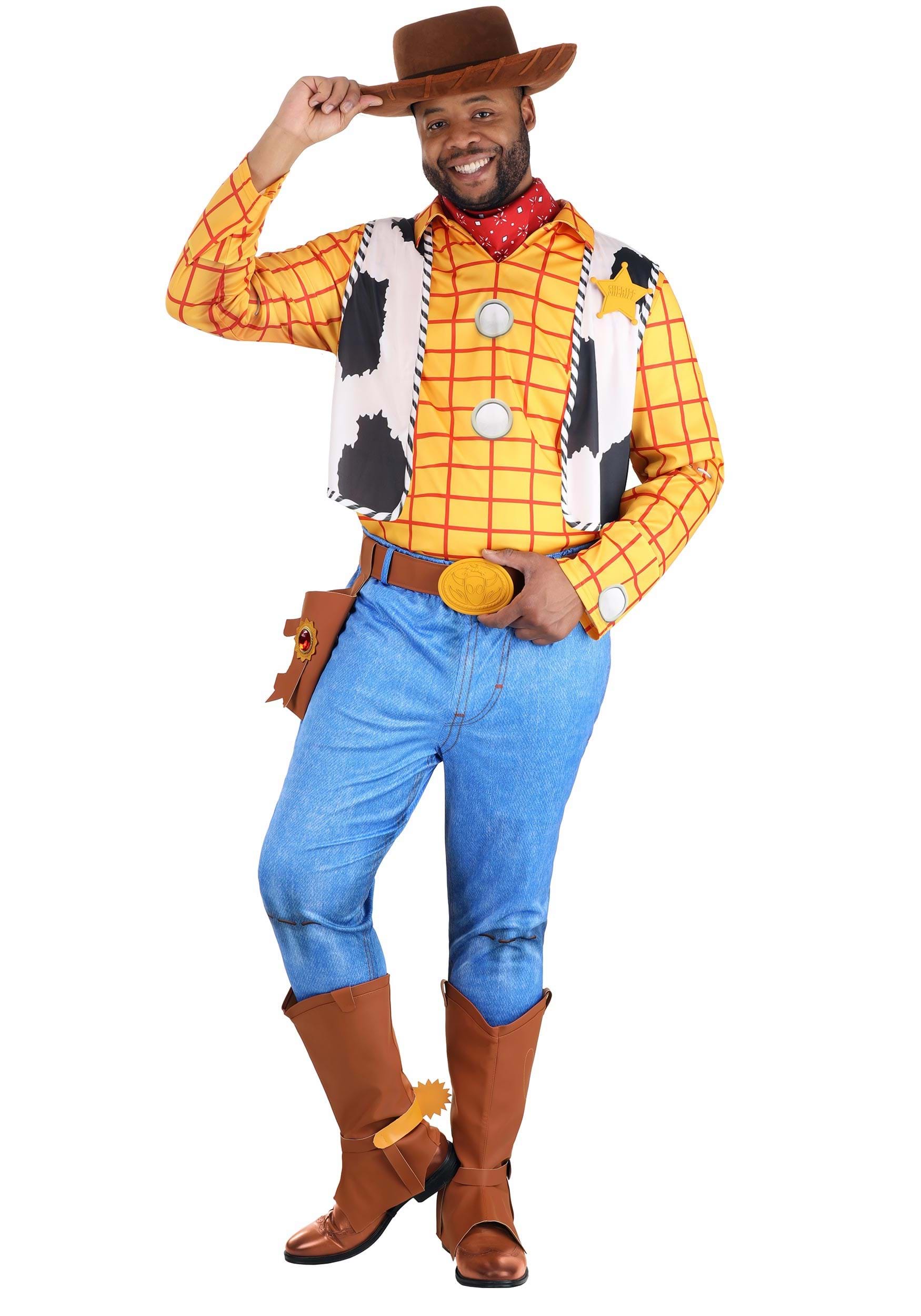 Image of Men's Plus Size Disney Deluxe Woody Toy Story Costume ID FUN3339PL-6X