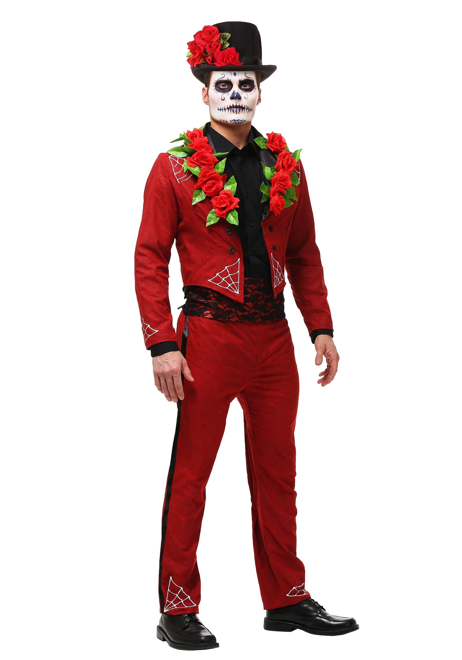 Image of Men's Plus Size Red Day of the Dead Costume ID FUN1176PL-3X