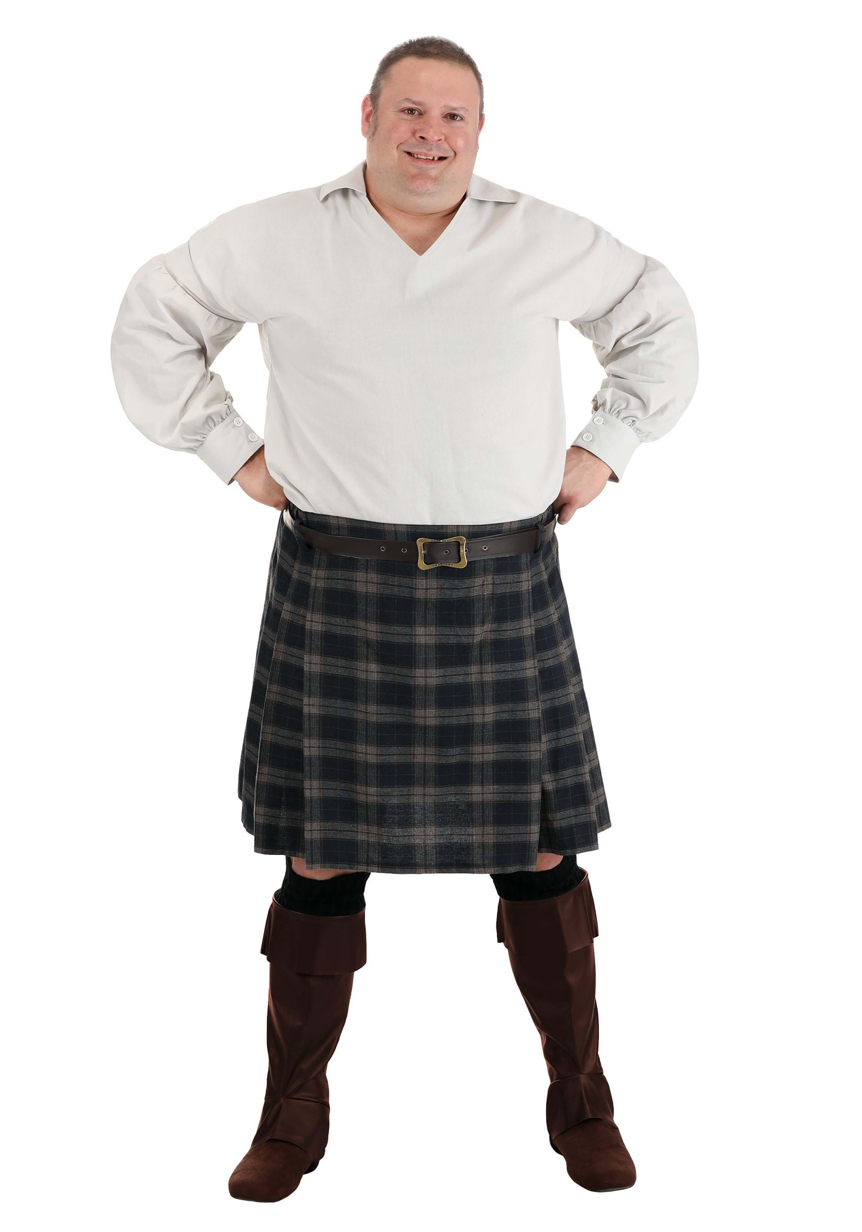 Image of Men's Plus Time Traveling Scottish Highland Costume ID FUN4677PL-3X