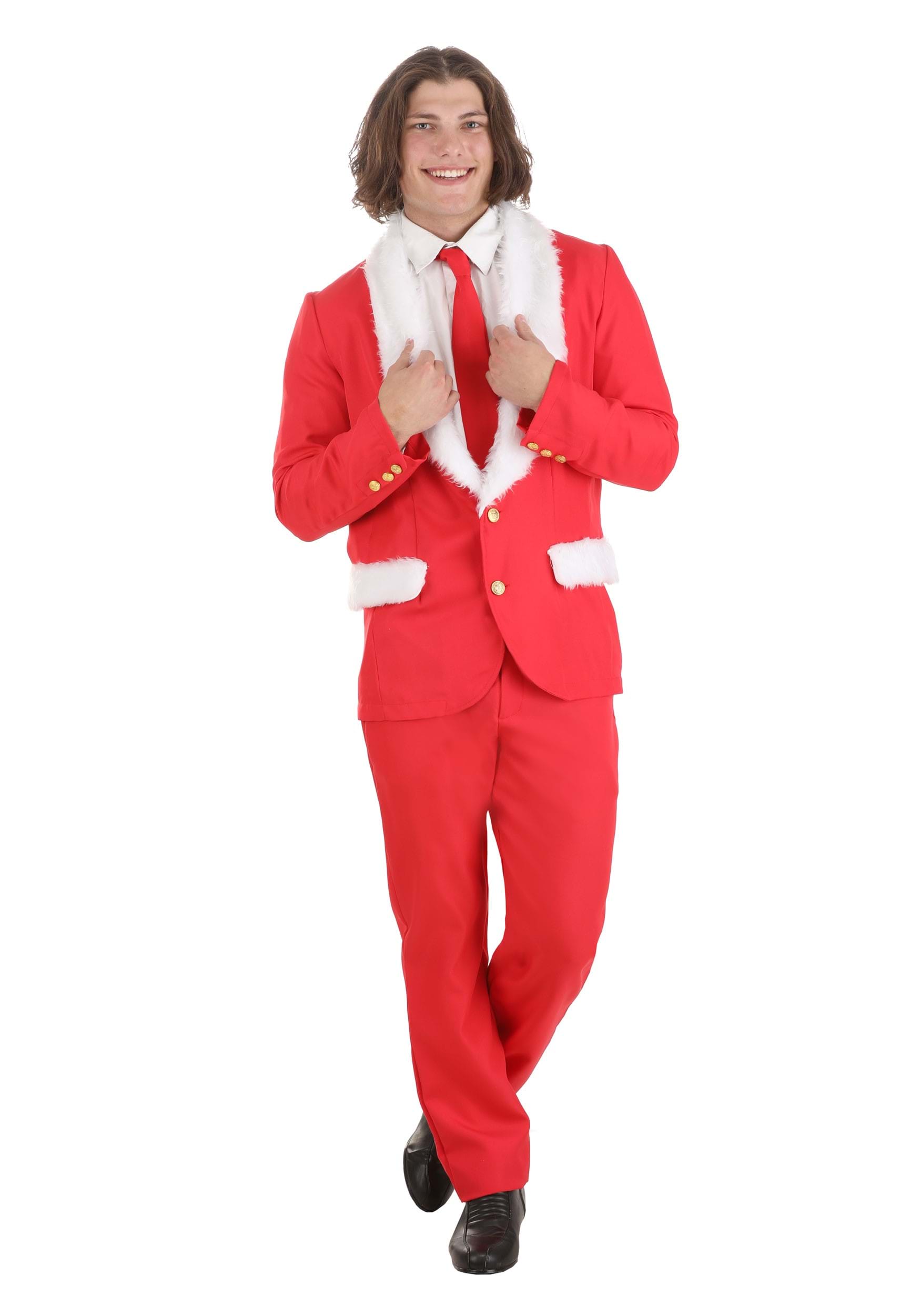 Image of Men's Red Holiday Santa Suit Costume ID FUN4234AD-L
