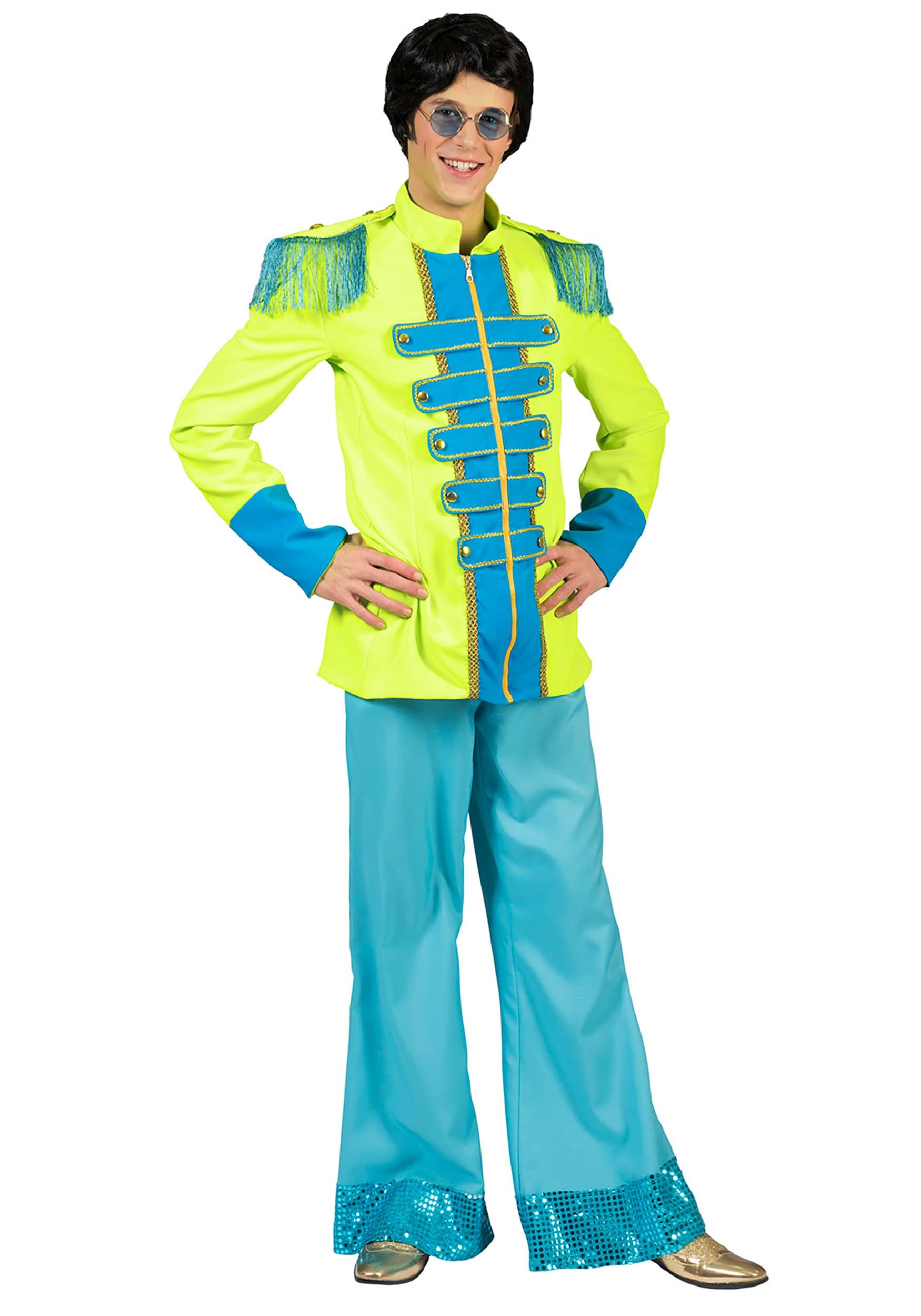 Image of Men's Sgt Pepper Album Inspired Green Jacket | Celebrity Costumes ID FY608373-L