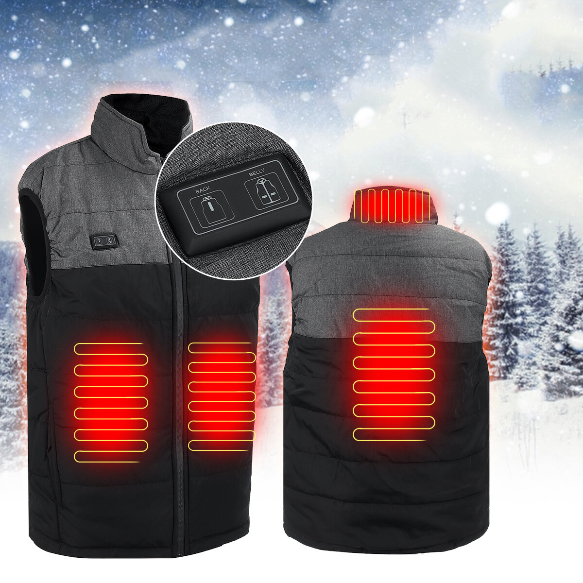 Image of Men's Smart Electric Vest Four Zone Heating Warm Windproof Winter Lightweight Heated Vest