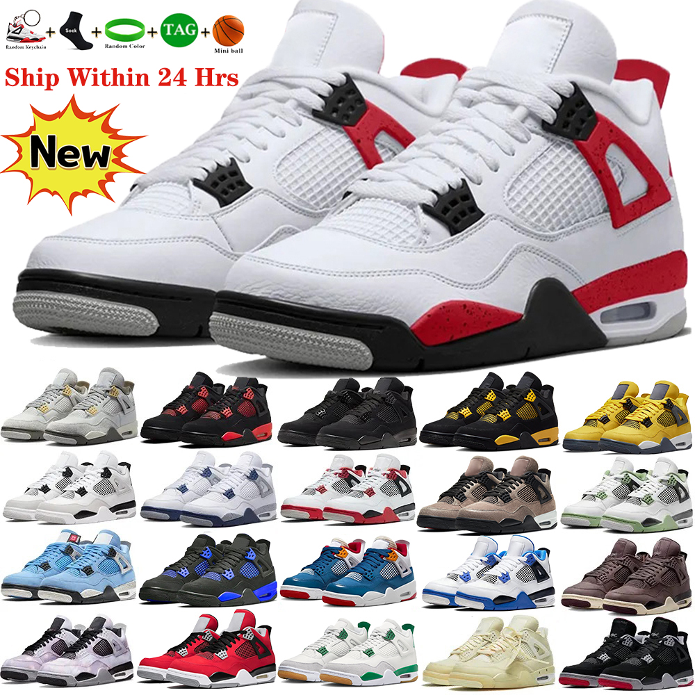 Image of Mens jumpman 4 basketball shoes 4s red cement thunder 2023 seafoam pine green military black cat midnight navy university blue outdoor women