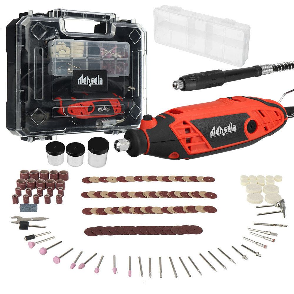 Image of Mensela RT-W1 130W Rotary Tool Kit Electric Drill Mini Grinder Variable Speed with 200pcs Accessories Flex Shaft and Car
