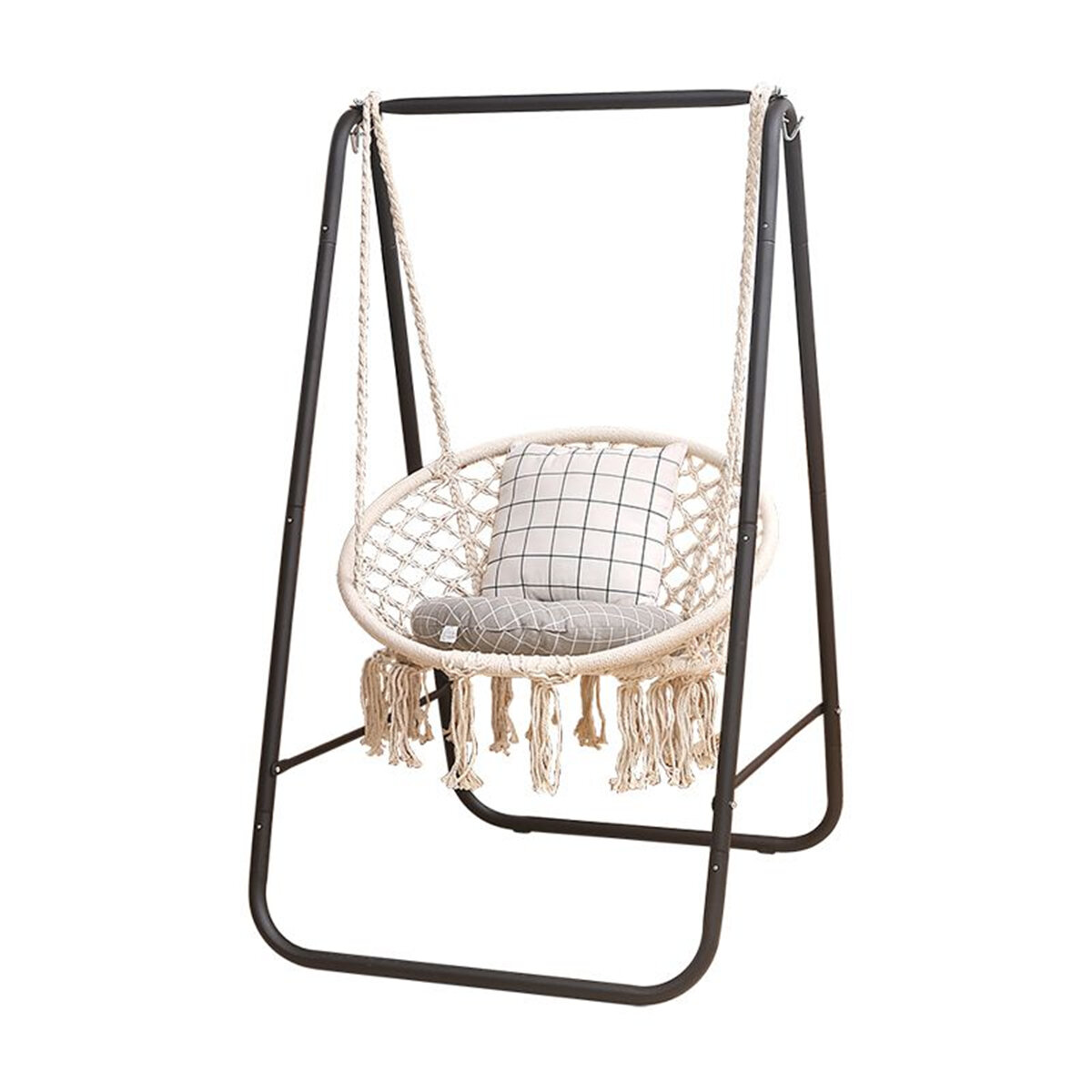 Image of Metal Hammock A-shape Frame Chair Stand Swinging Seat Replacement Frame Cotton Hammock Chair