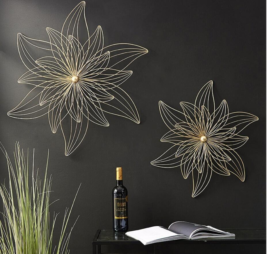 Image of Metal decoration wall hanging Home Decor simulation flowers modern indoor background